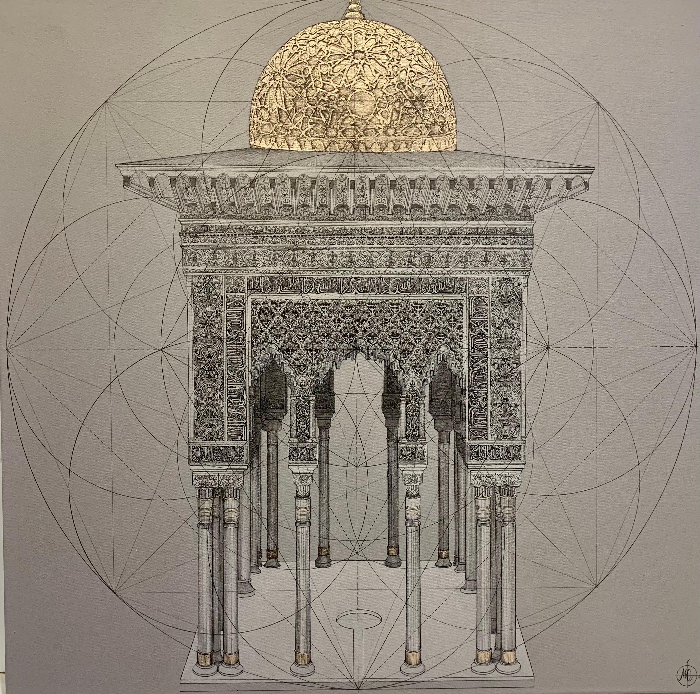 Marco Araldi Landscape Painting - Ala Alhambra - geometrical, mathematical, cathedral, building