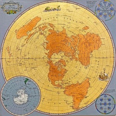 Azimuthal Equidistant Projection of Earth – zeitgenössische Mischtechnik-Kartenmalerei
