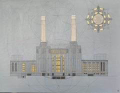 Station électrique de Battersea - géométrique, mathématique, guerres d'étoiles, bâtiments