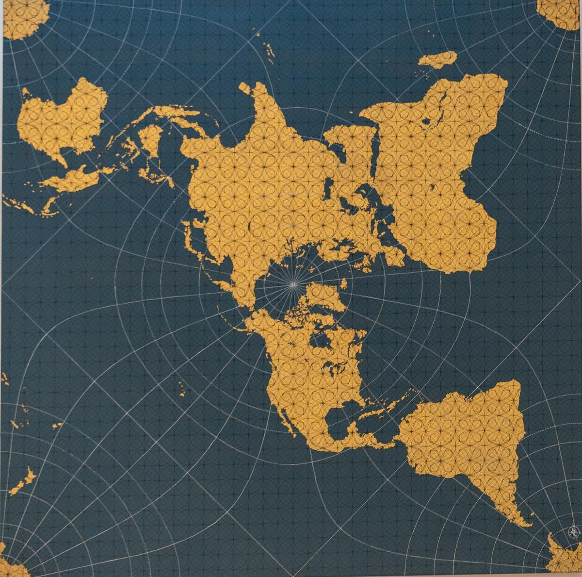 Blue Map - map, north pole, blue, geometrical, mathematical 