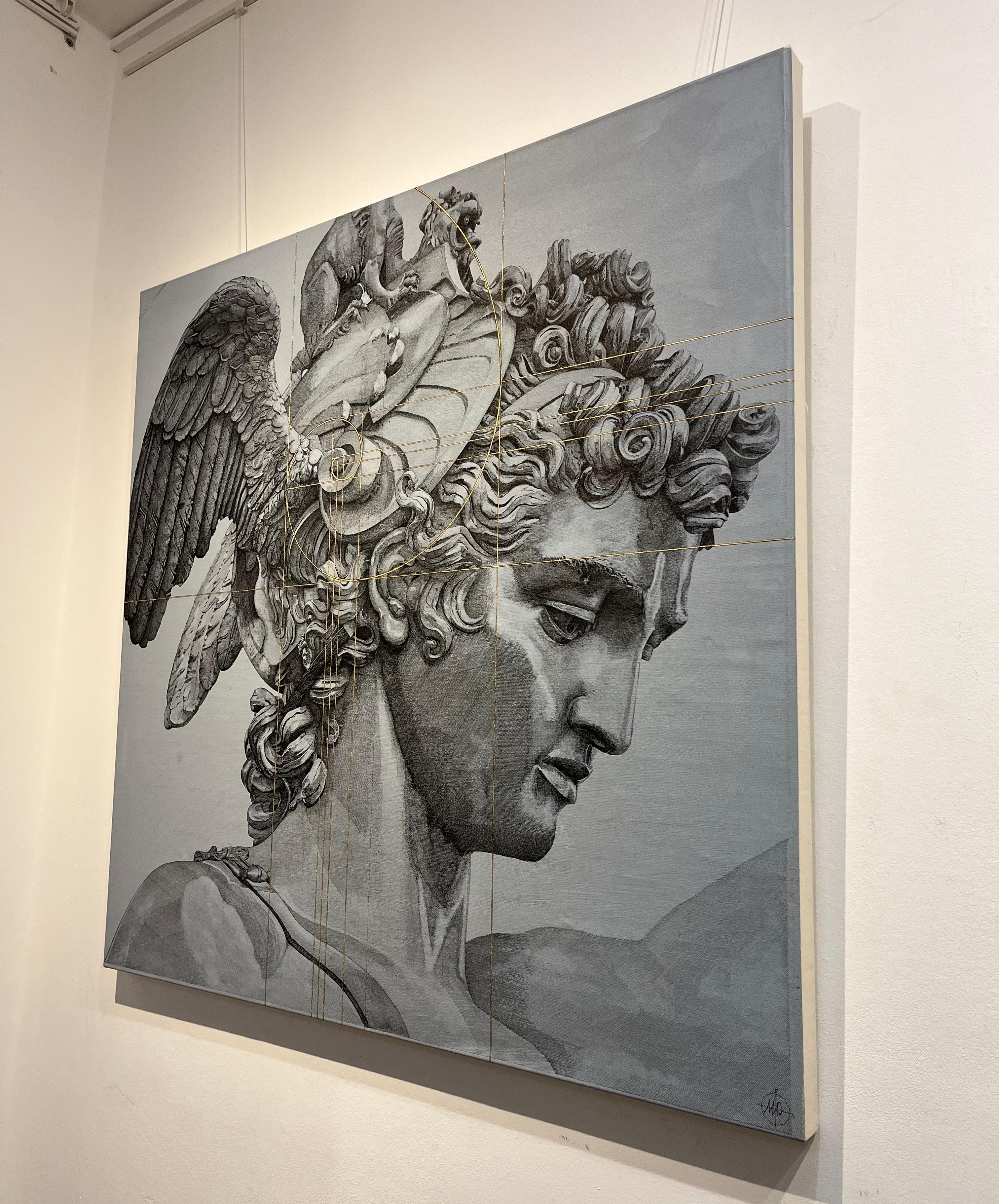 Fibonacci's Perseus - acrylic, painting, canvas, classical, figurative 4