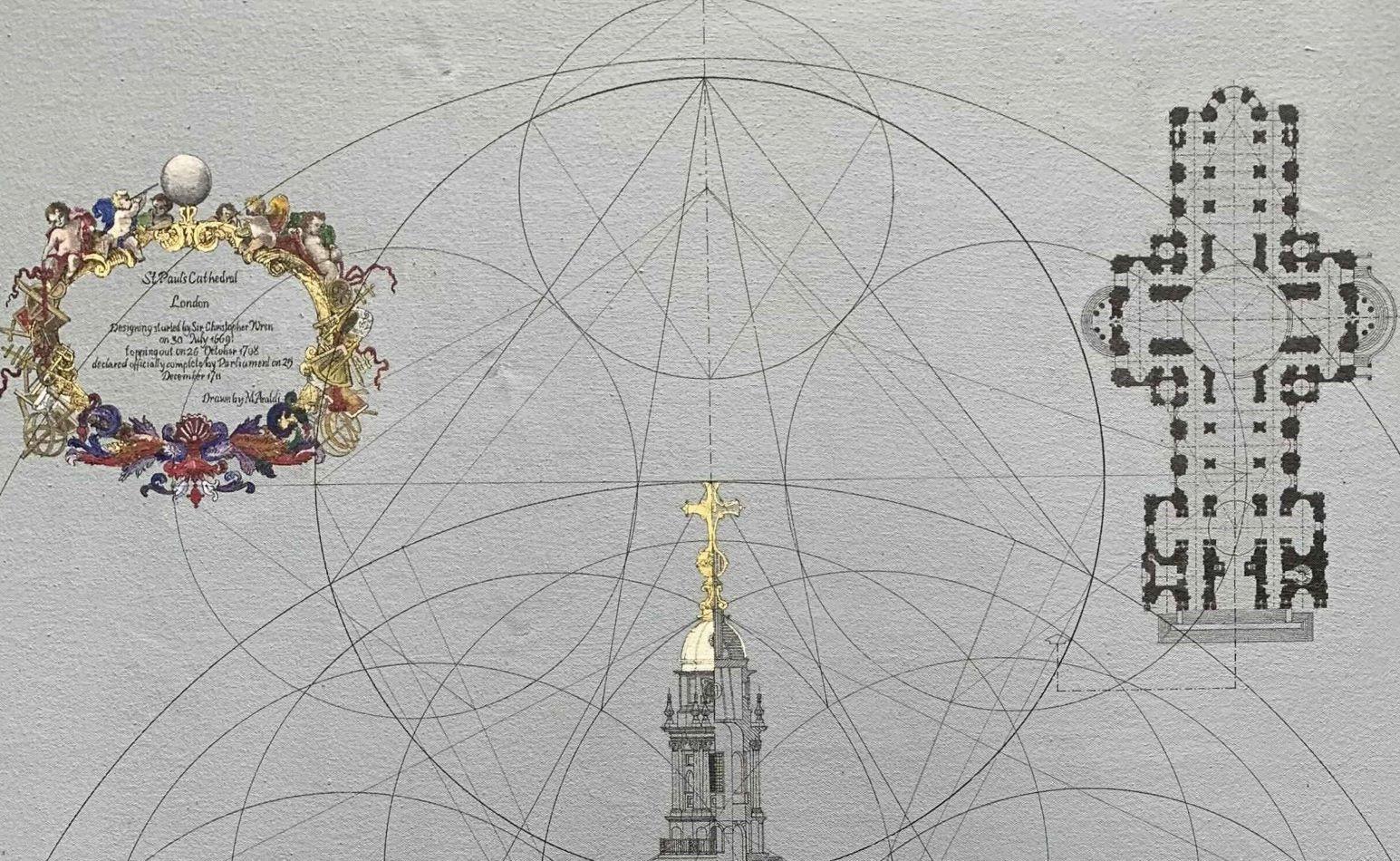 Geometria Cattedrale - geometrica, matematica, Cattedrale, Architettura - Painting Contemporaneo di Marco Araldi