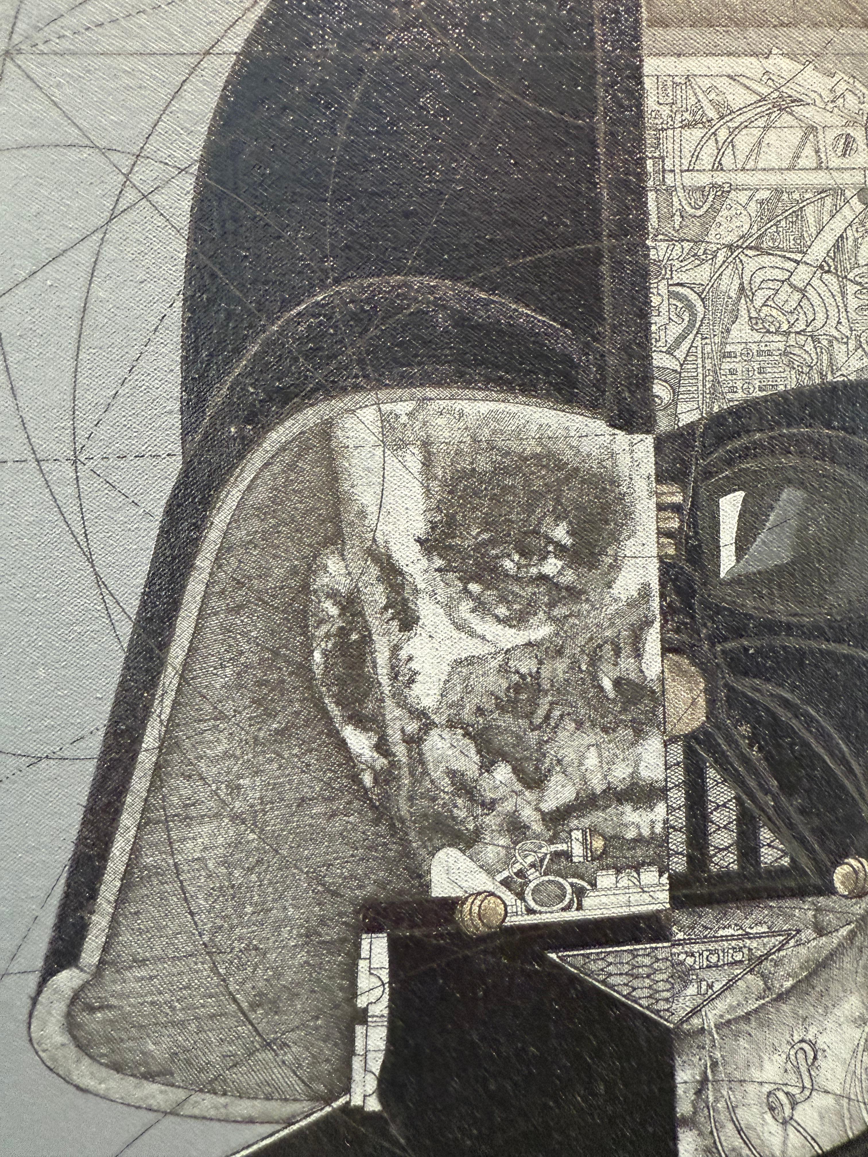 If Only You Knew the Power of the Dark Side - Gray Figurative Painting by Marco Araldi