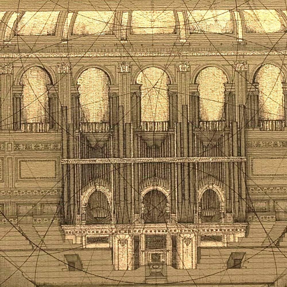 Royal Albert Hall - architettura geometrica, matematica, cattedrale, architettura - Painting Contemporaneo di Marco Araldi