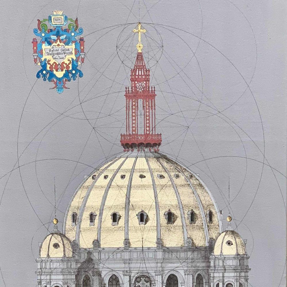 Sant'Agostino - geometria, matematica, cattedrale, architettura - Painting Contemporaneo di Marco Araldi