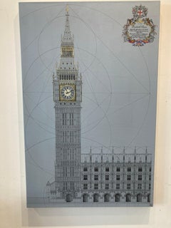 The Big Ben - contemporary detailed architecture London mixed media painting