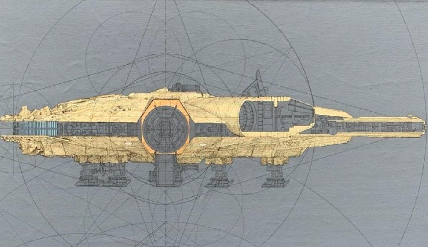 The Geometry of the Millennium - geometrical, mathematical, Star Wars, Buildings - Contemporary Painting by Marco Araldi