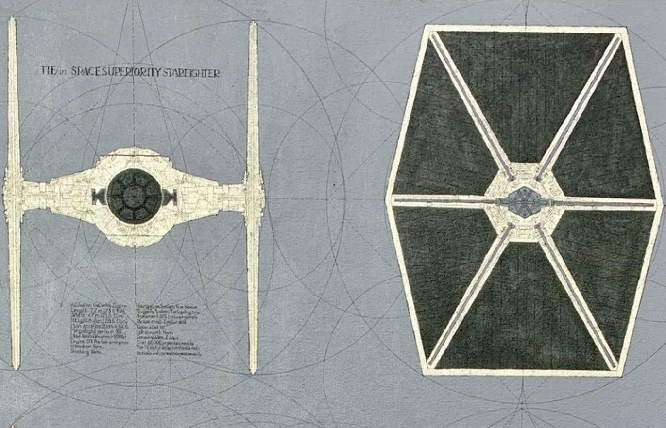 Cazas TIE - geométrico, matemático, Star Wars, Vehículos - Painting Contemporáneo de Marco Araldi