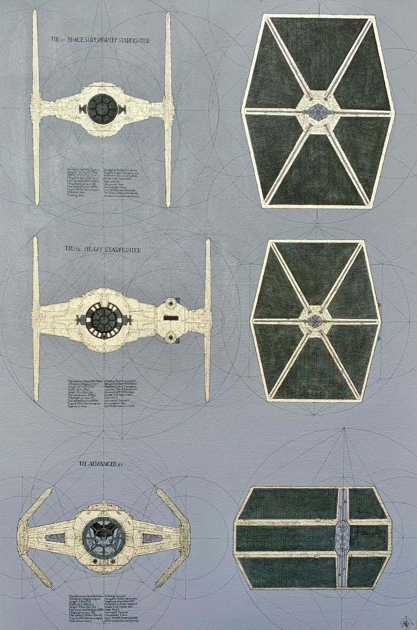 Marco Araldi Interior Painting - TIE Fighters - geometrical, mathematical, Star Wars, Vehicles