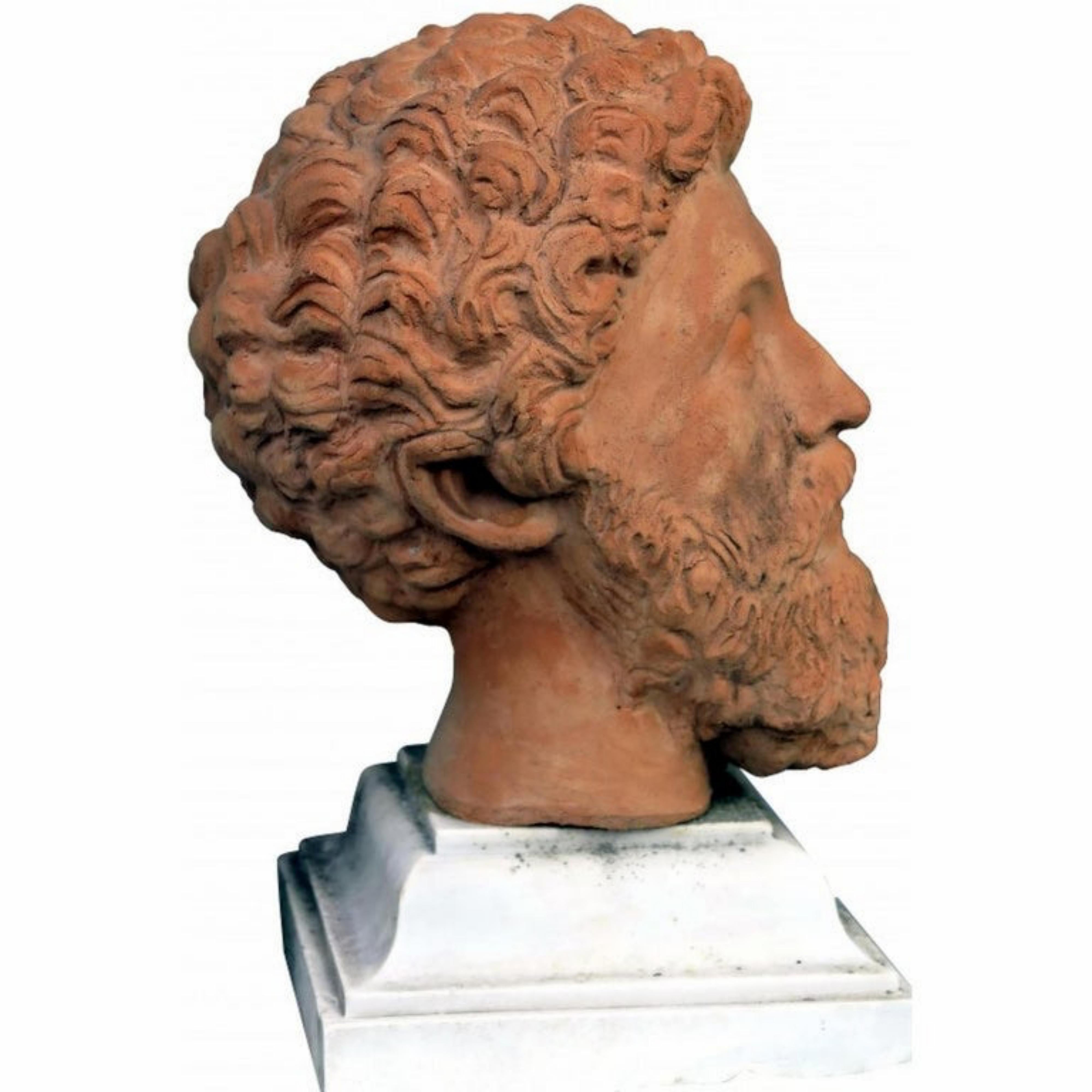 Italian MarCo Aurelio Head in Patinated Terracotta, Early 20th Century For Sale
