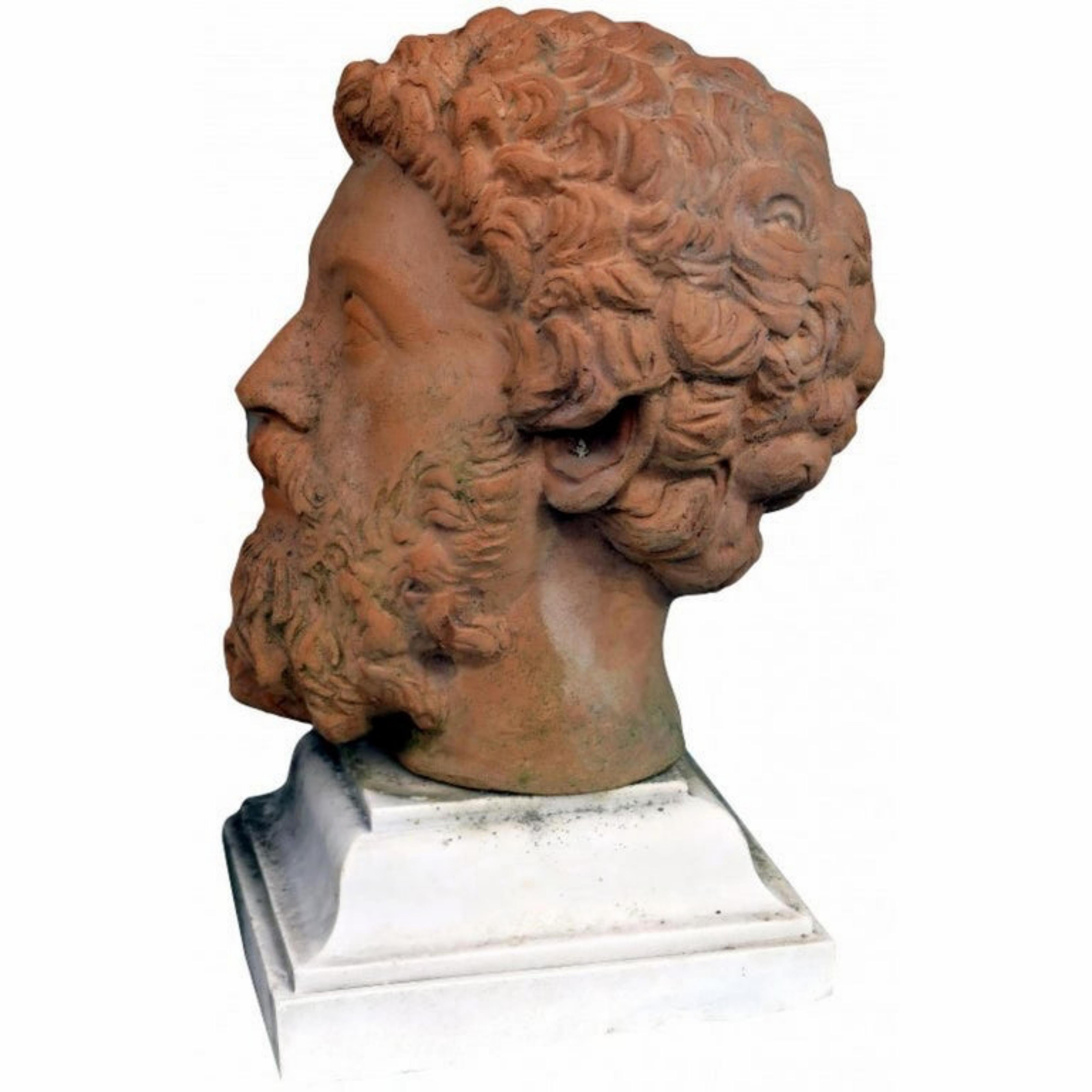 Hand-Crafted MarCo Aurelio Head in Patinated Terracotta, Early 20th Century For Sale