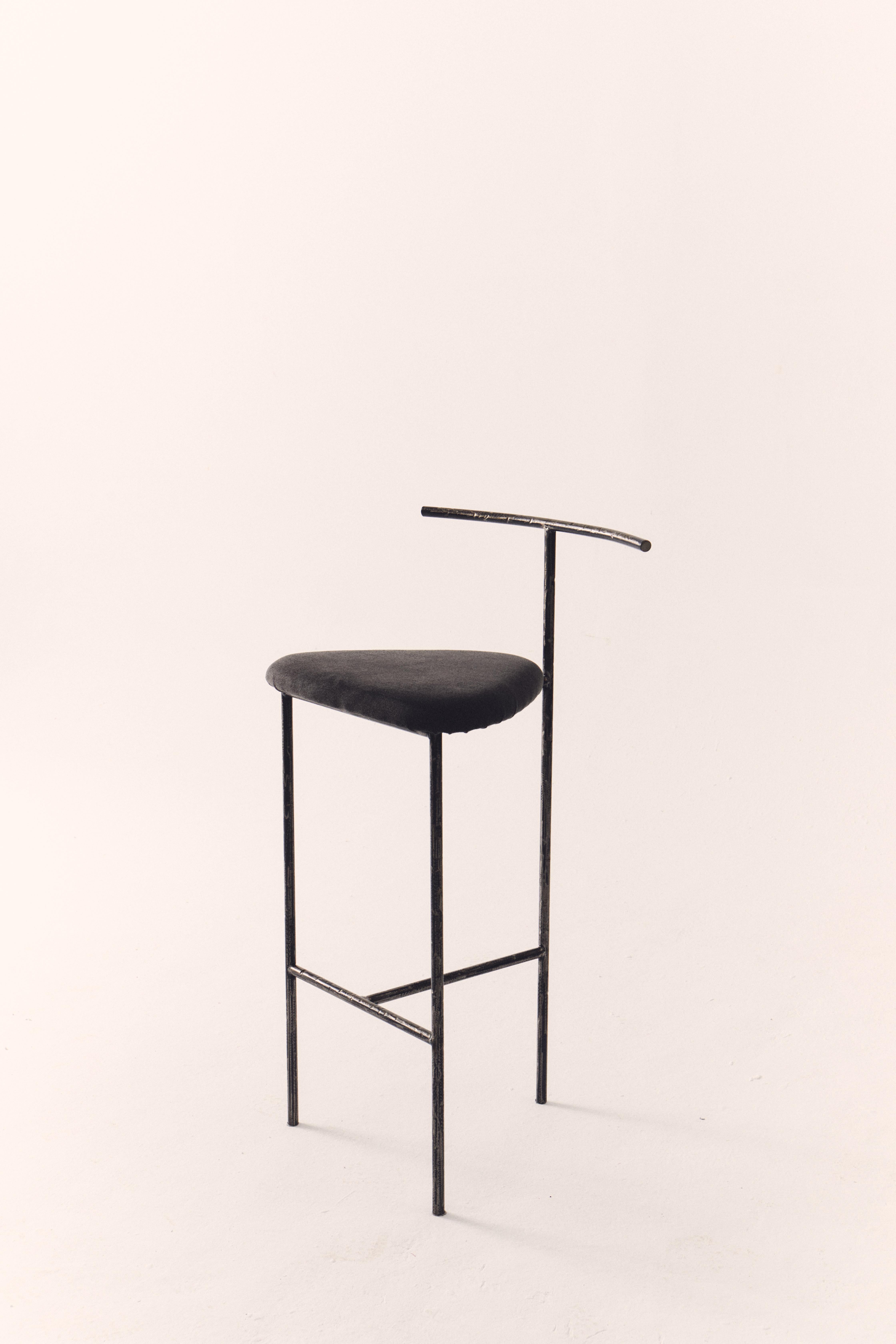 Marco Bar Stool by Dawid Konieczny
Dimensions: D 36 x W 40 x H 88 cm. 
Materials: Black steel and fabric.

Different fabric options on request. Made in Poland. Please contact us. 

Dawid Konieczny Interiors is a design studio founded in 2021 by