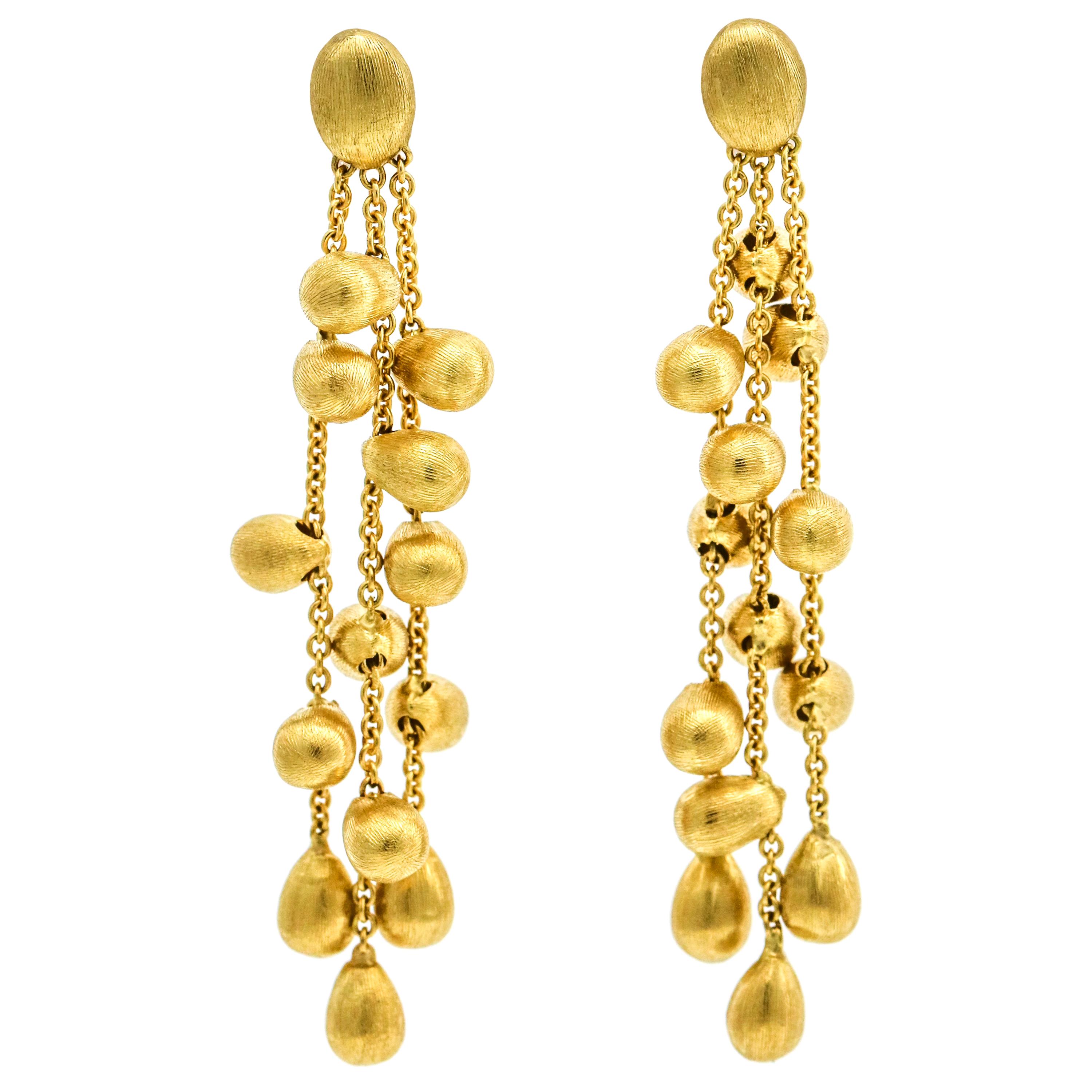 Marco Bicego 1 Karat Yellow Gold Siviglia 3-Strand Drop Earrings For Sale