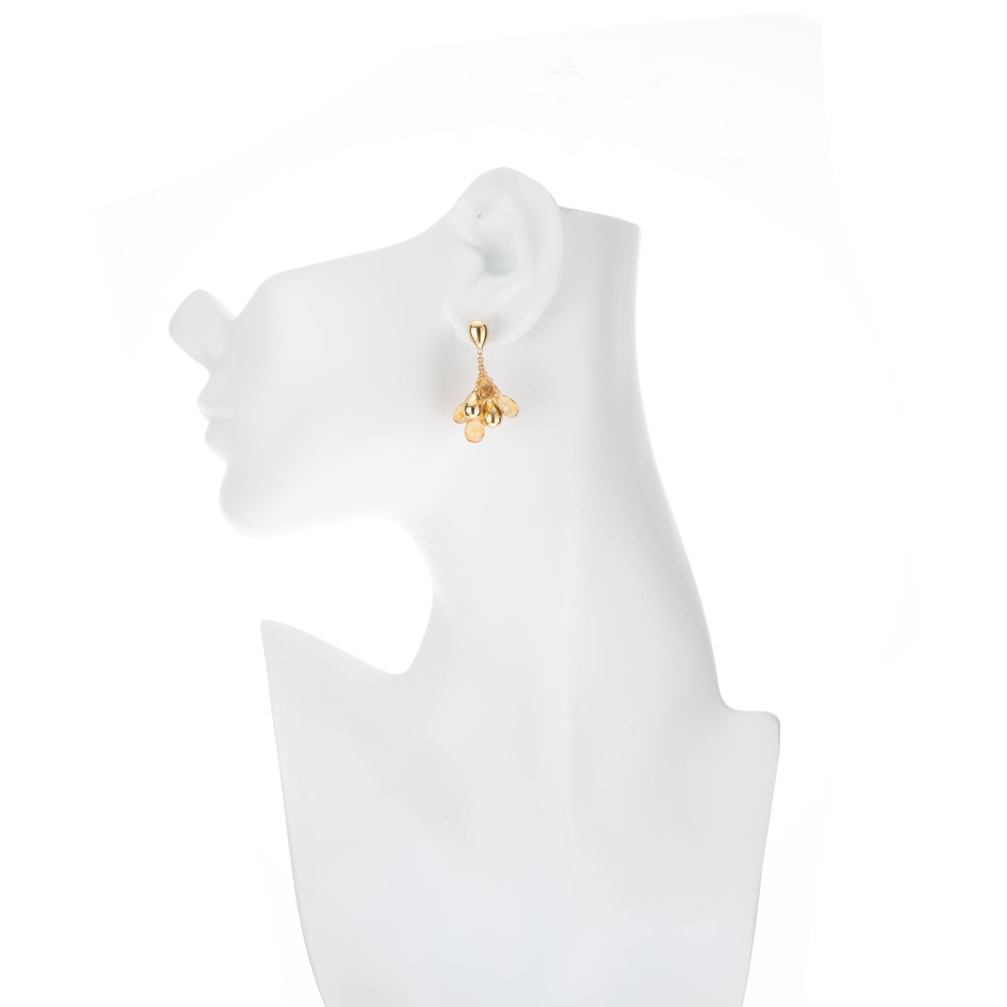 Briolette Cut Marco Bicego 10.00 Carat Citrine Yellow Gold Paradise Drop Earrings For Sale
