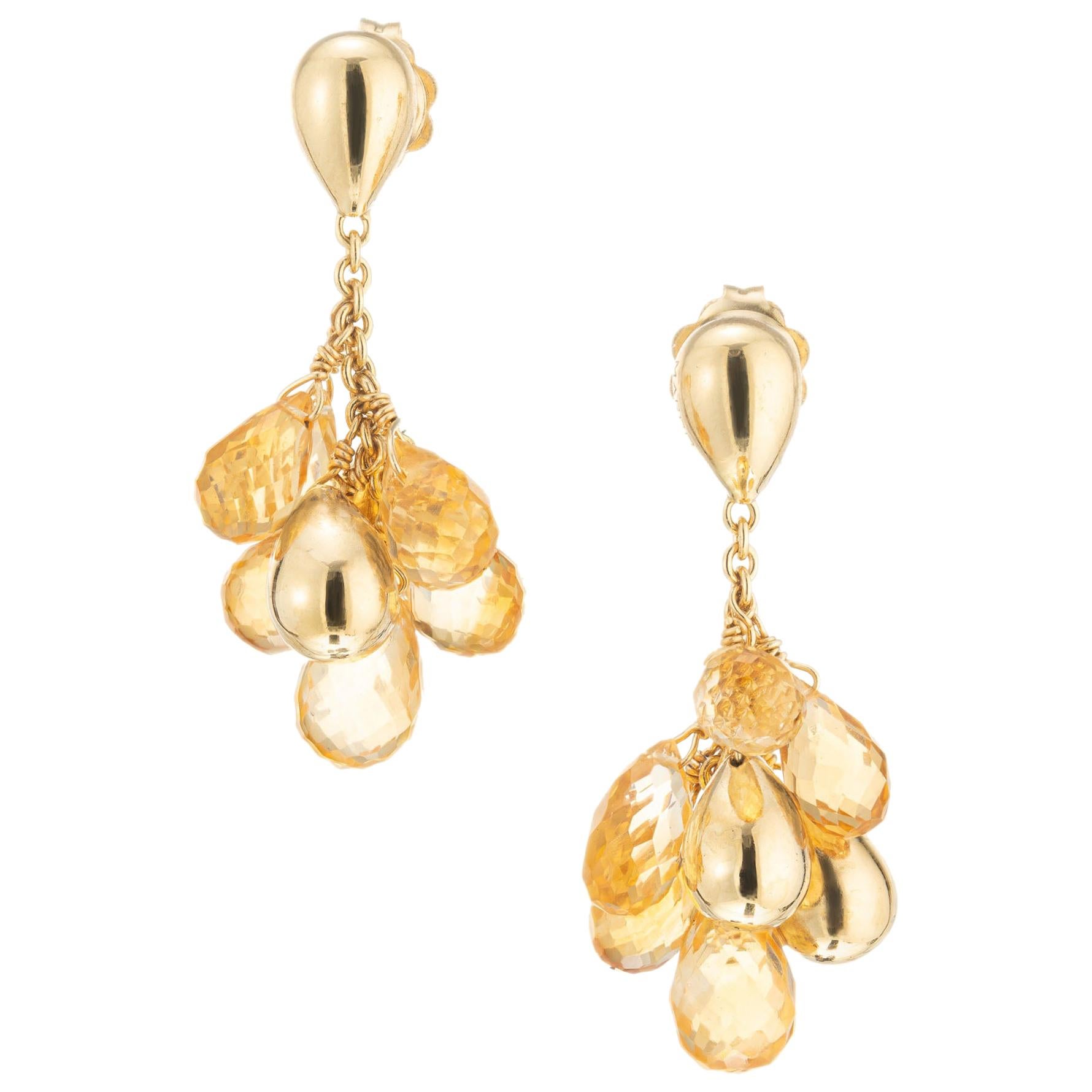 Marco Bicego 10.00 Carat Citrine Yellow Gold Paradise Drop Earrings For Sale