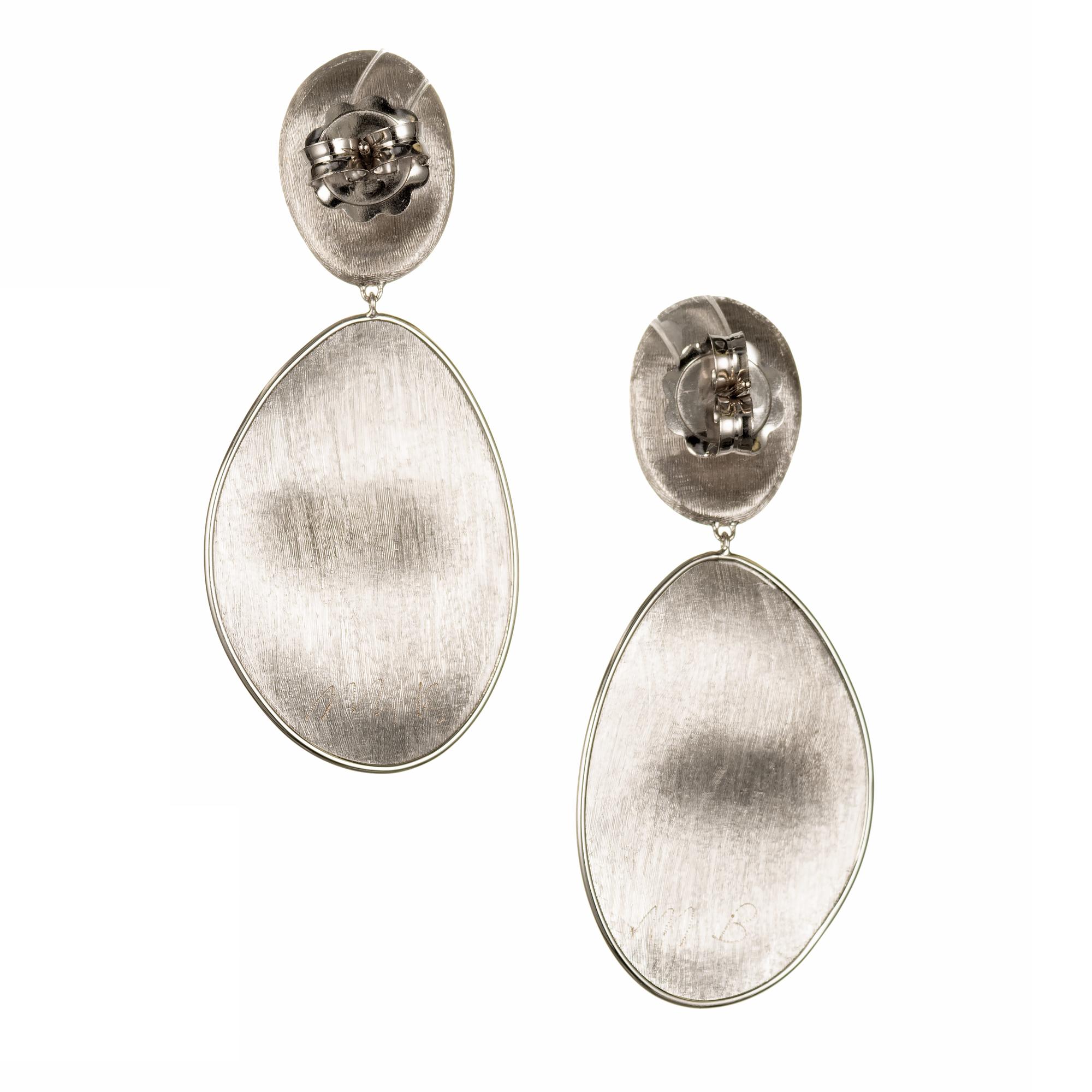 Round Cut Marco Bicego 1.33 Carat Diamond White Gold Drop Dangle Earrings