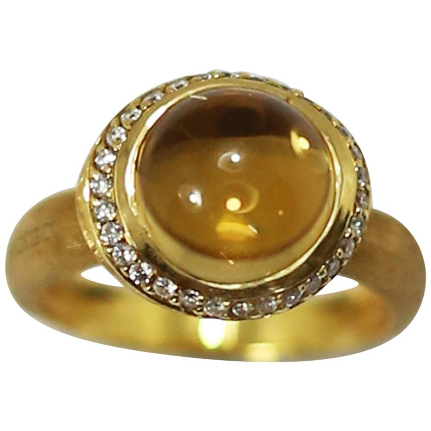 Marco Bicego 18 Karat Gold and Lemon Citrine and Diamond Ring