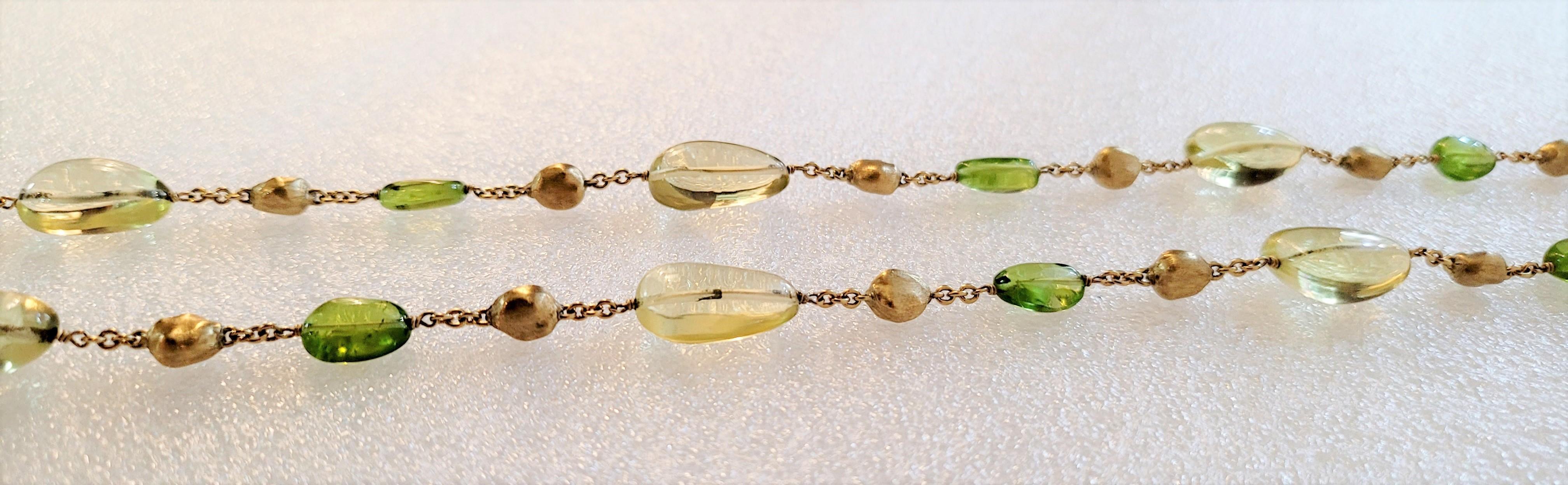Marco Bicego Halskette aus 18 Karat Gold Citrin und Peridot 31'' lang (Ovalschliff) im Angebot