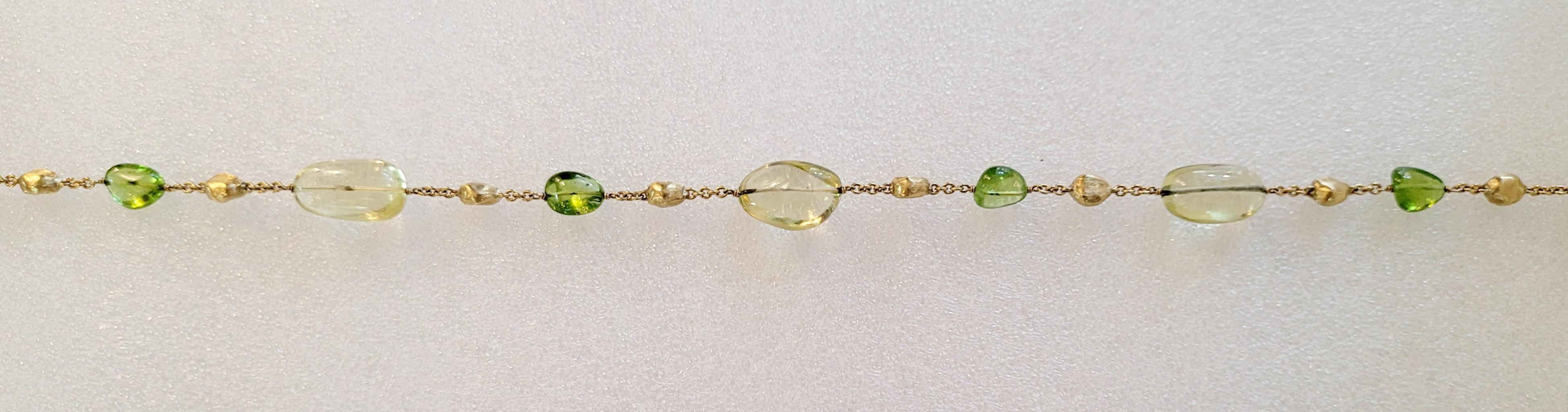 Marco Bicego Halskette aus 18 Karat Gold Citrin und Peridot 31'' lang im Zustand „Neu“ im Angebot in New York, NY