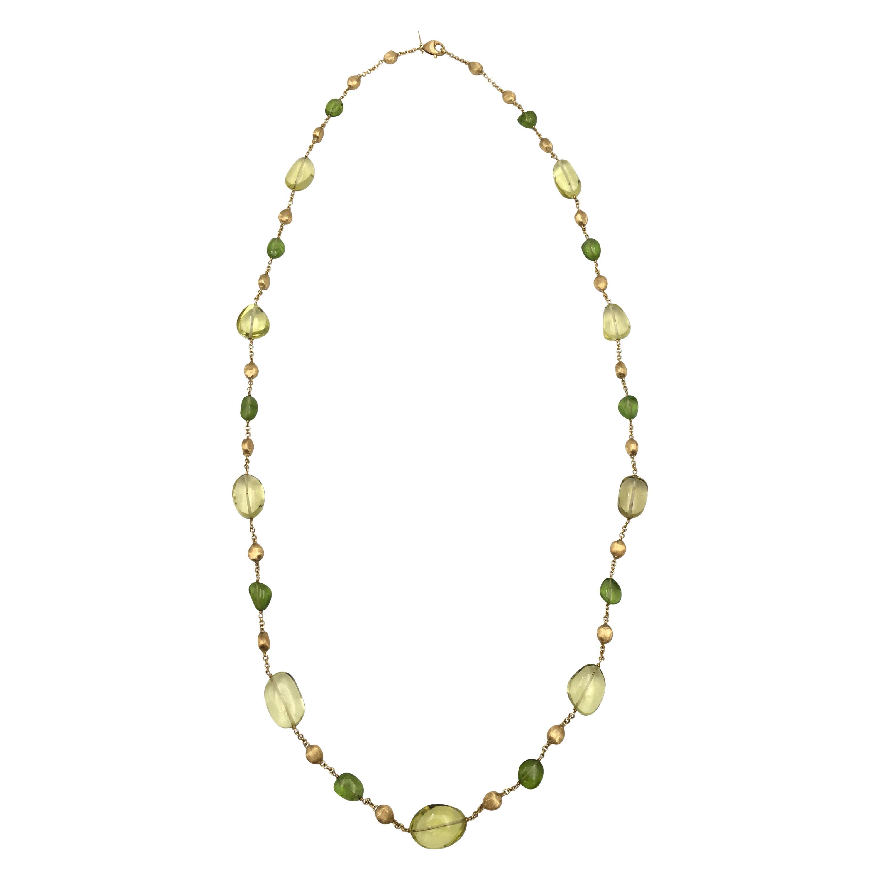 Marco Bicego 18 Karat Gold Citrine and Peridot Necklace