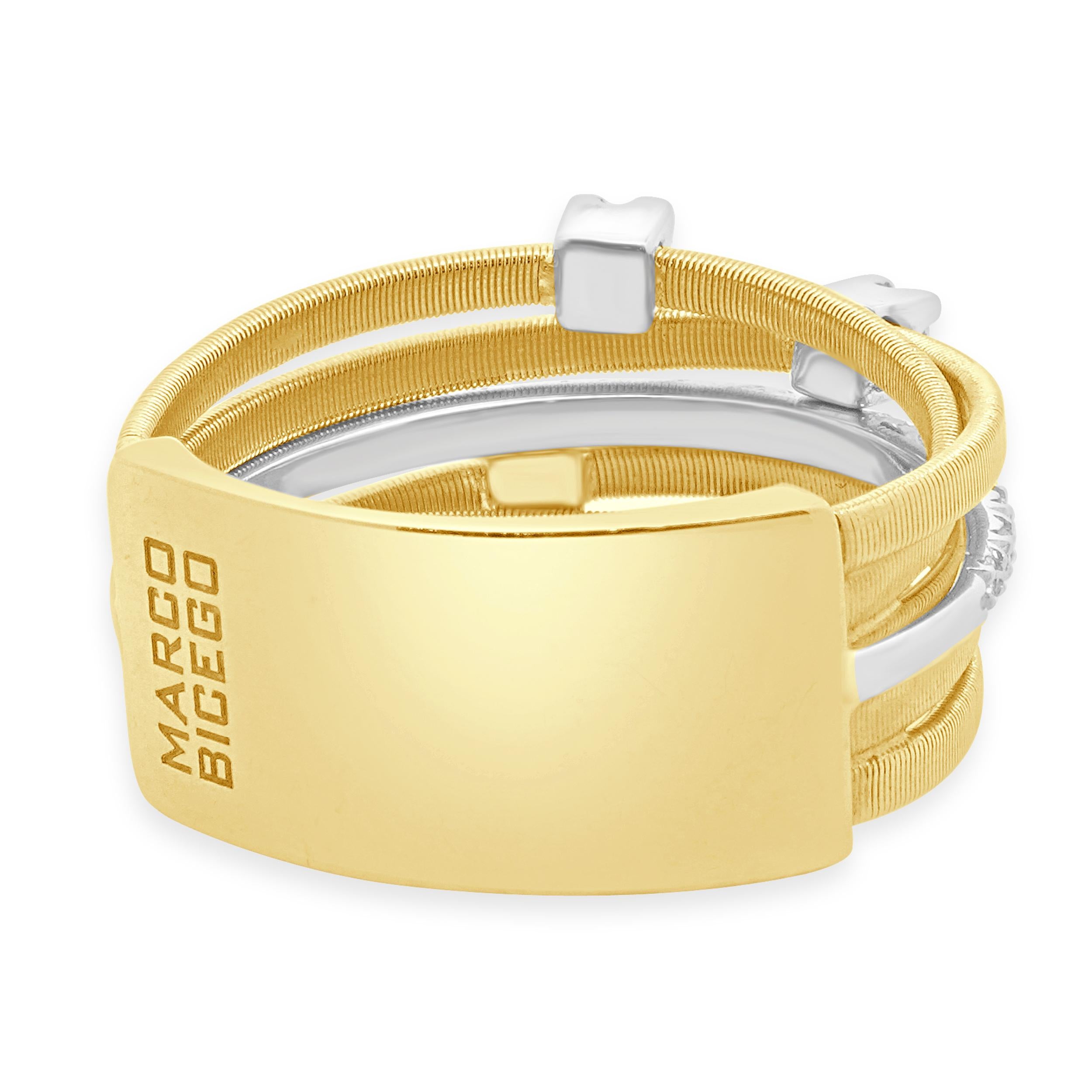 Marco Bicego 18 carati bicolore Goa Collection'S Anello con cinque file di diamanti In condizioni ottime in vendita a Scottsdale, AZ