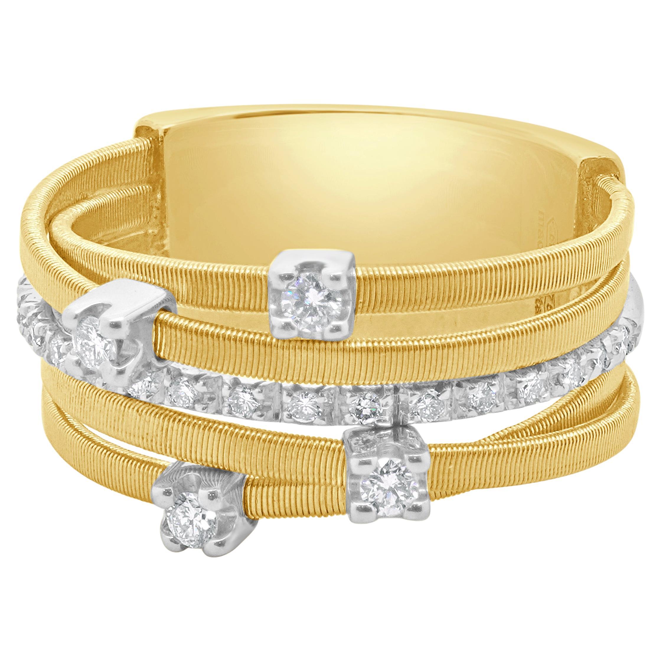 Marco Bicego 18 Karat Two Tone Goa Collection Five Row Diamond Ring