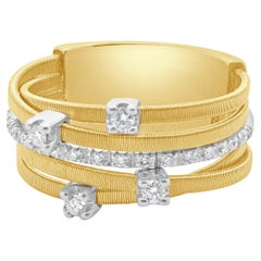Marco Bicego 18 Karat Two Tone Goa Collection Five Row Diamond Ring