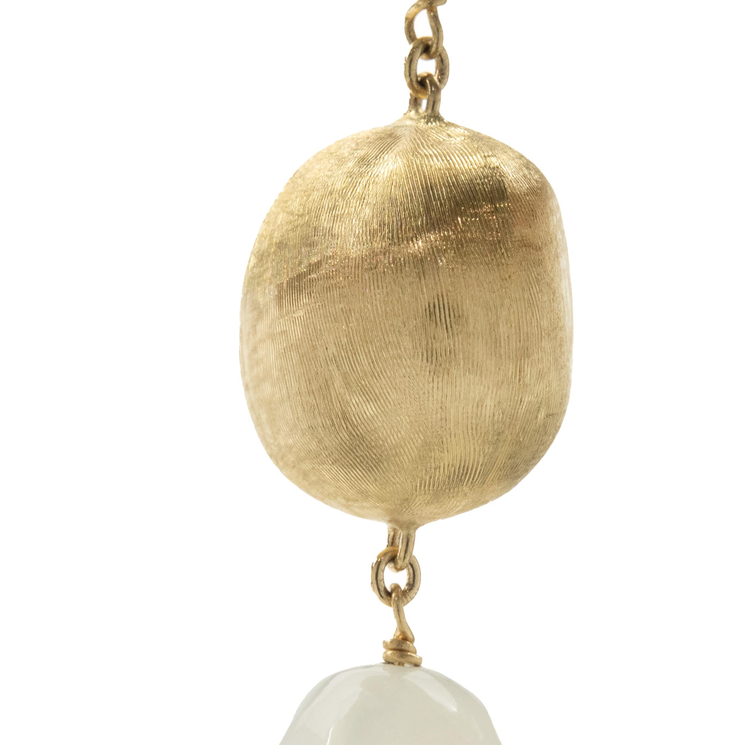 Marco Bicego Perlenkette aus 18 Karat Gelbgold mit blauem und pfirsichfarbenem Mondstein (Gemischter Schliff)