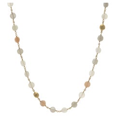 Marco Bicego 18 Karat Yellow Gold Blue and Peach Moonstone Beaded Necklace