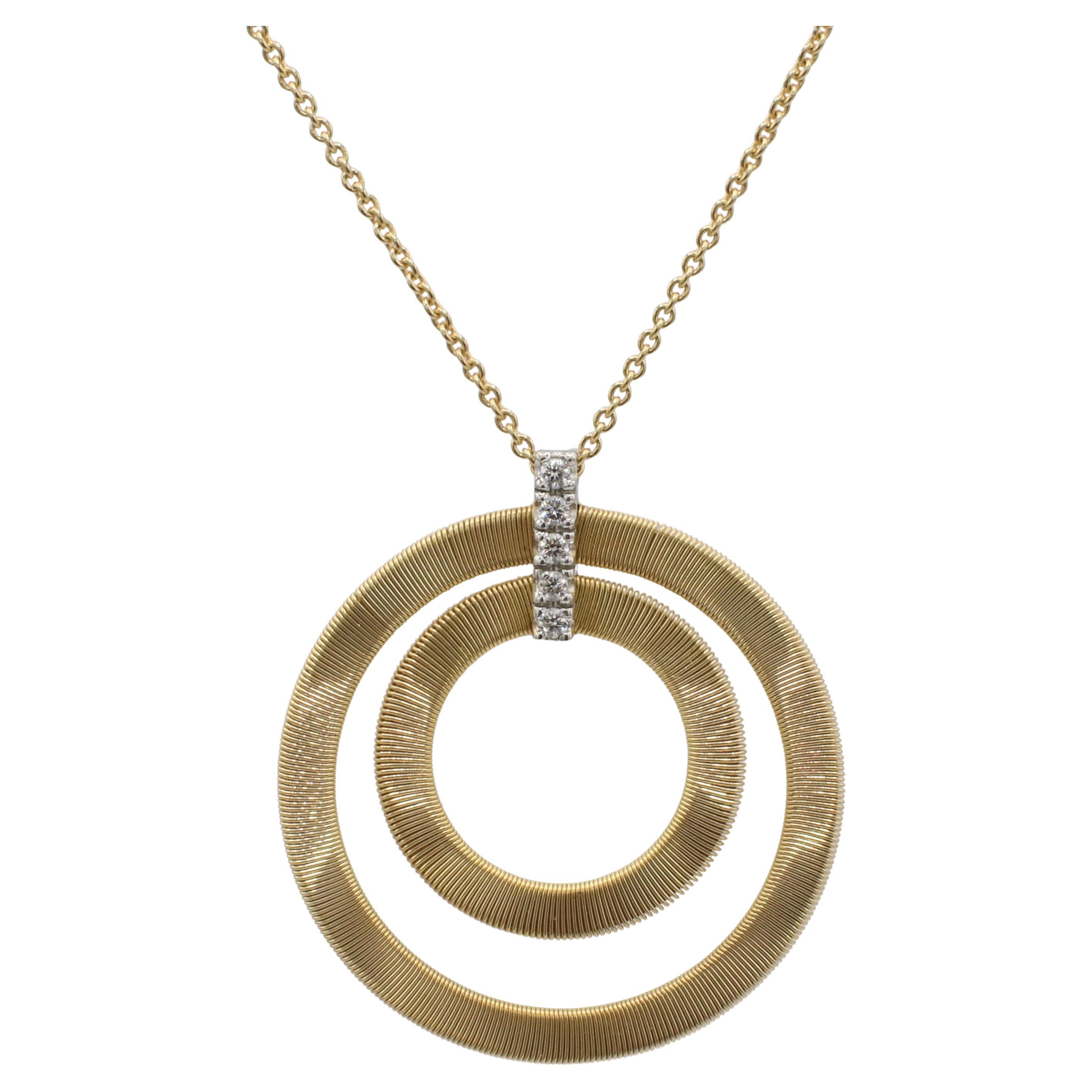 Marco Bicego or jaune 18 carats et diamants, pendentif cercle en forme de goutte d'eau