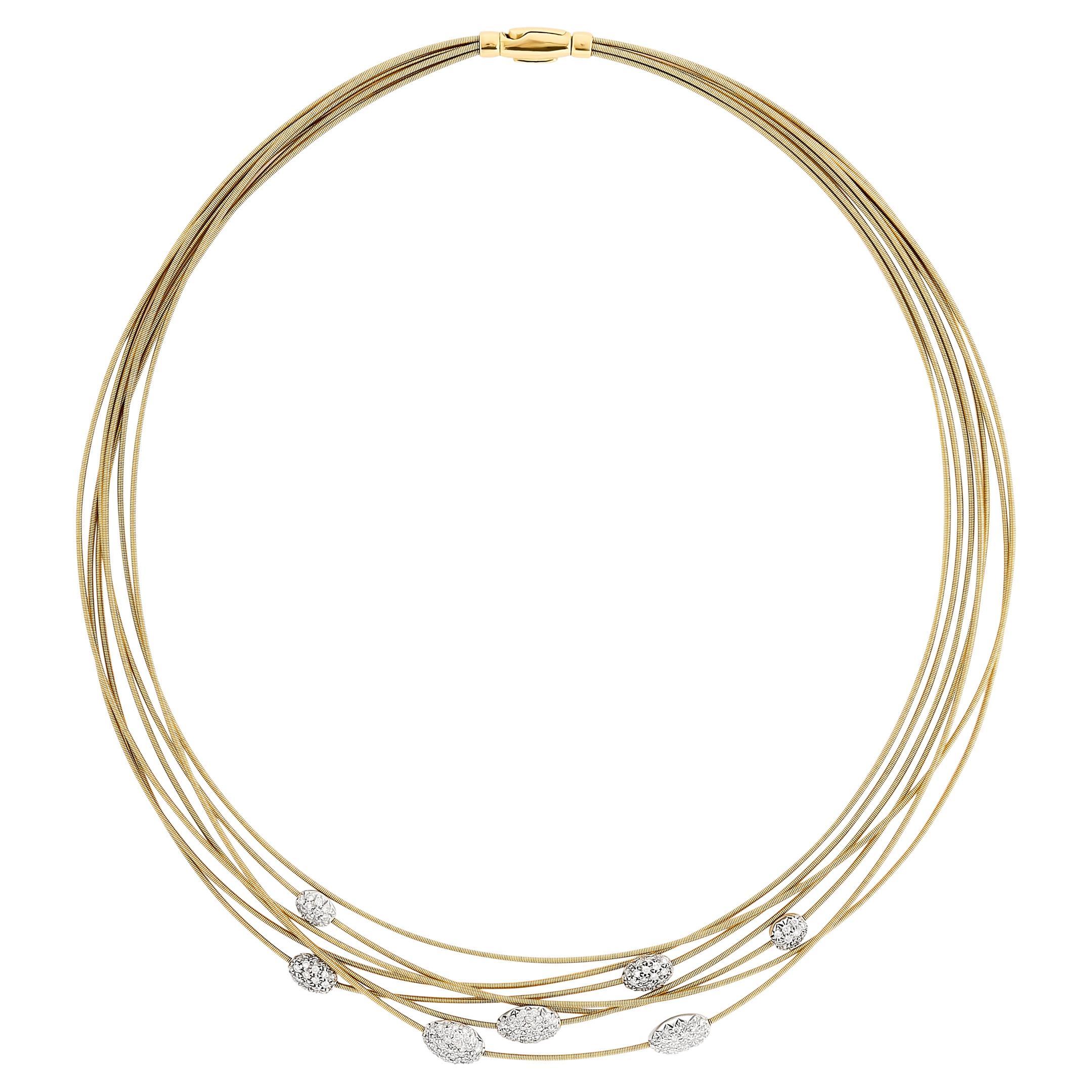Marco Bicego 18 Karat Yellow Gold Diamond Multi-Strand Necklace