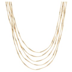 Marco Bicego 18 Karat Yellow Gold Five Row Silk Twist Collar Necklace