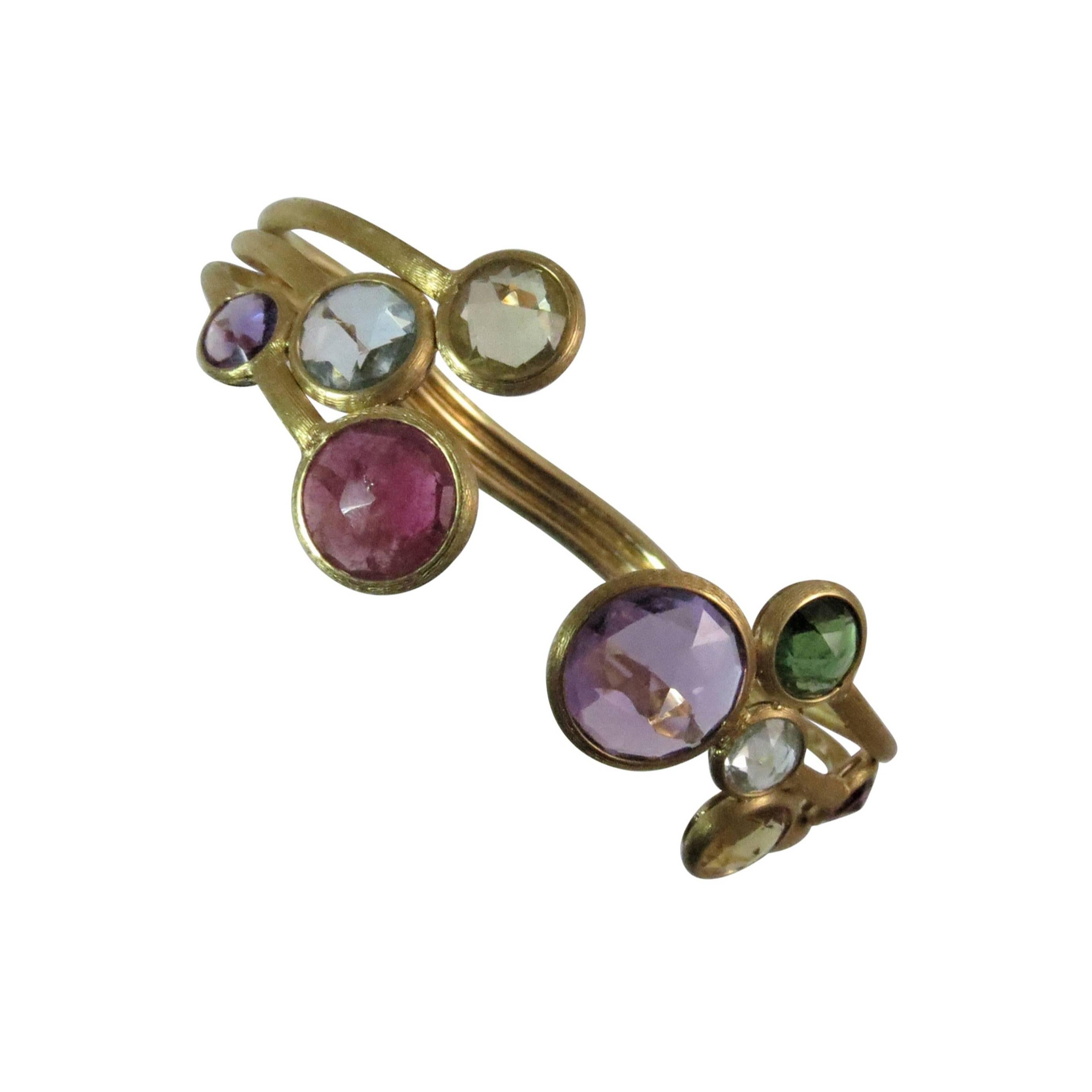 Marco Bicego 18 Karat Yellow Gold Hinged Bracelet with Semi Precious Stones