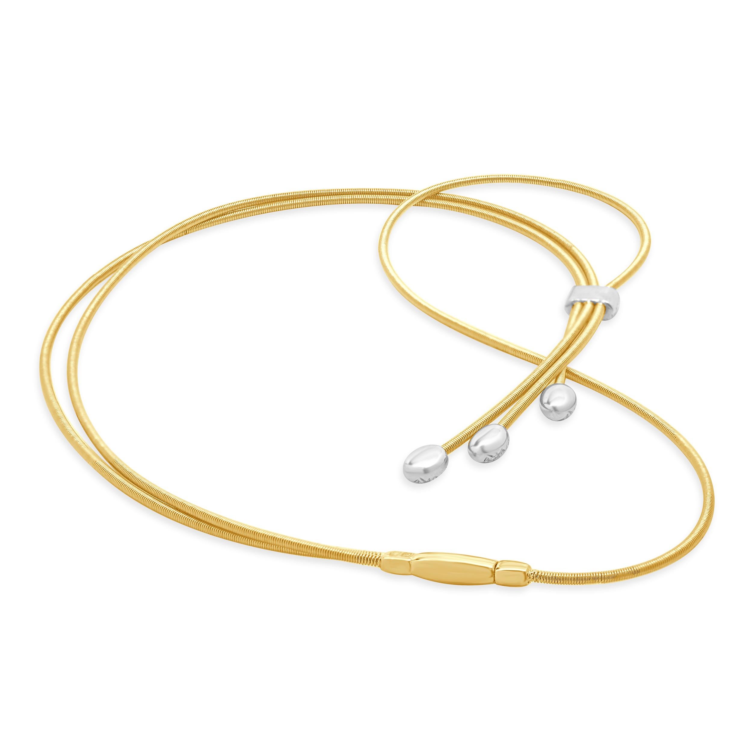 Round Cut Marco Bicego 18 Karat Yellow & White Diamond Lariat Necklace For Sale