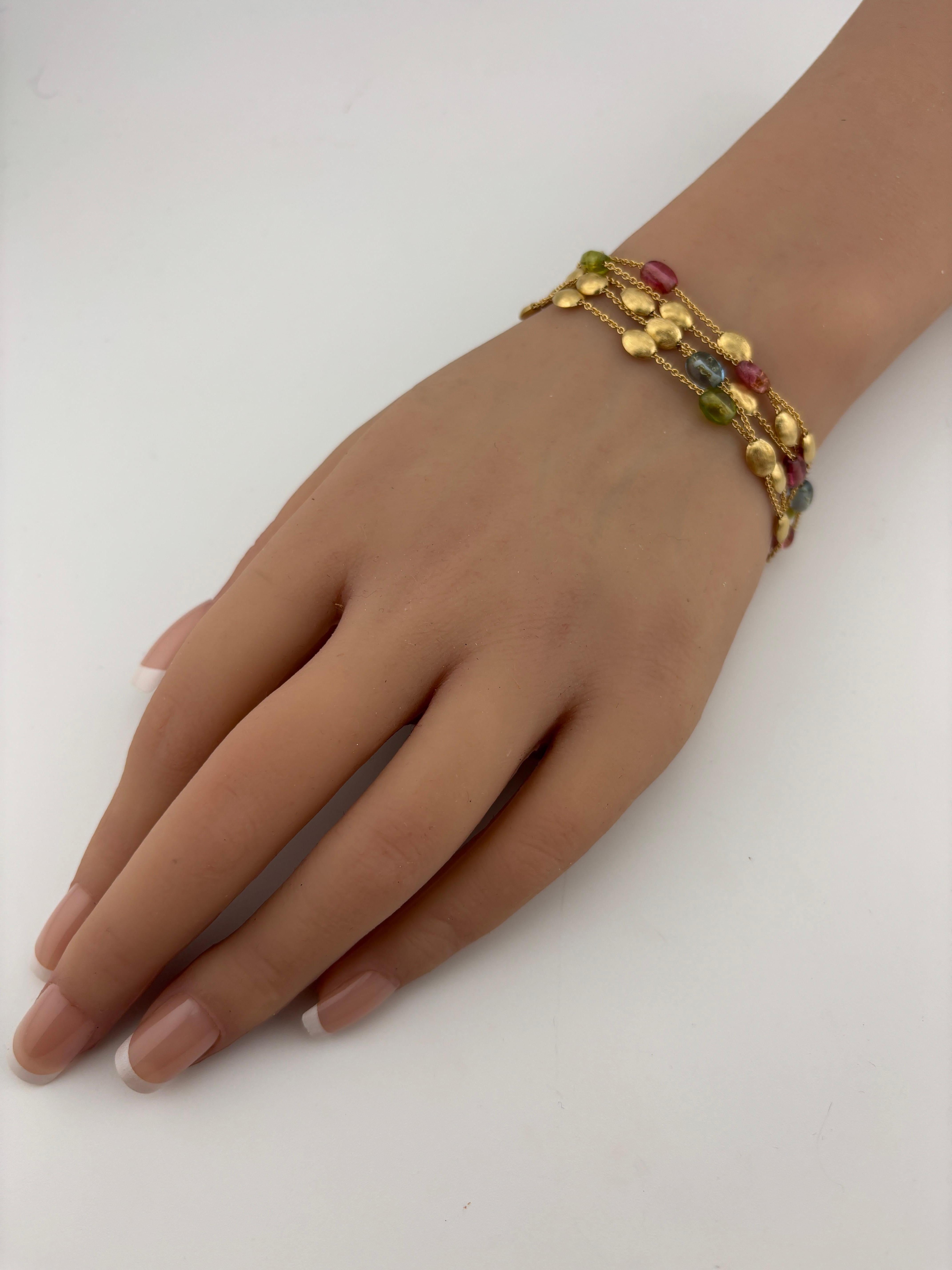Marco Bicego 18k Brushed Yellow Gold Gemstone Bracelet For Sale 6