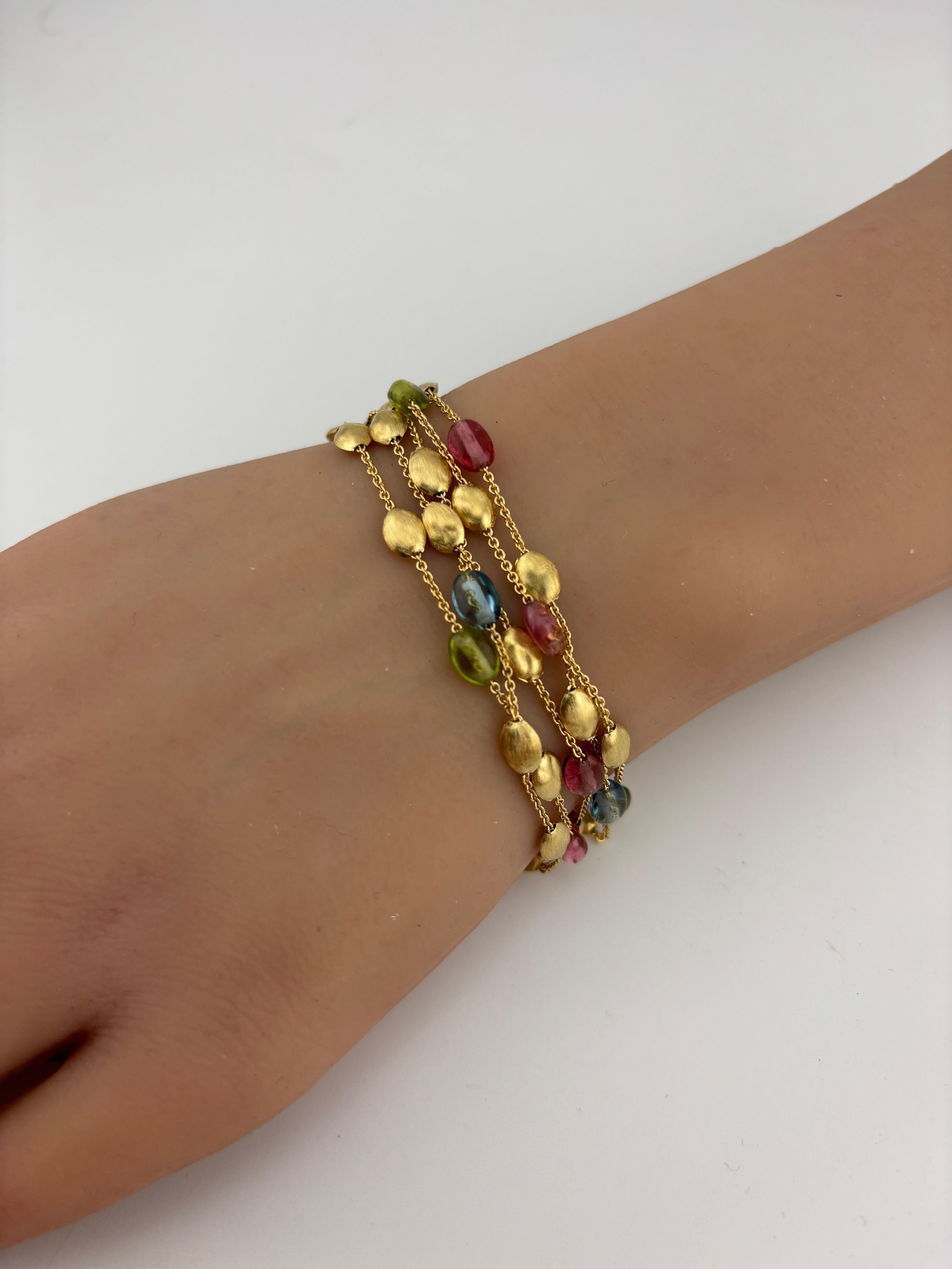 Marco Bicego 18k Brushed Yellow Gold Gemstone Bracelet For Sale 7