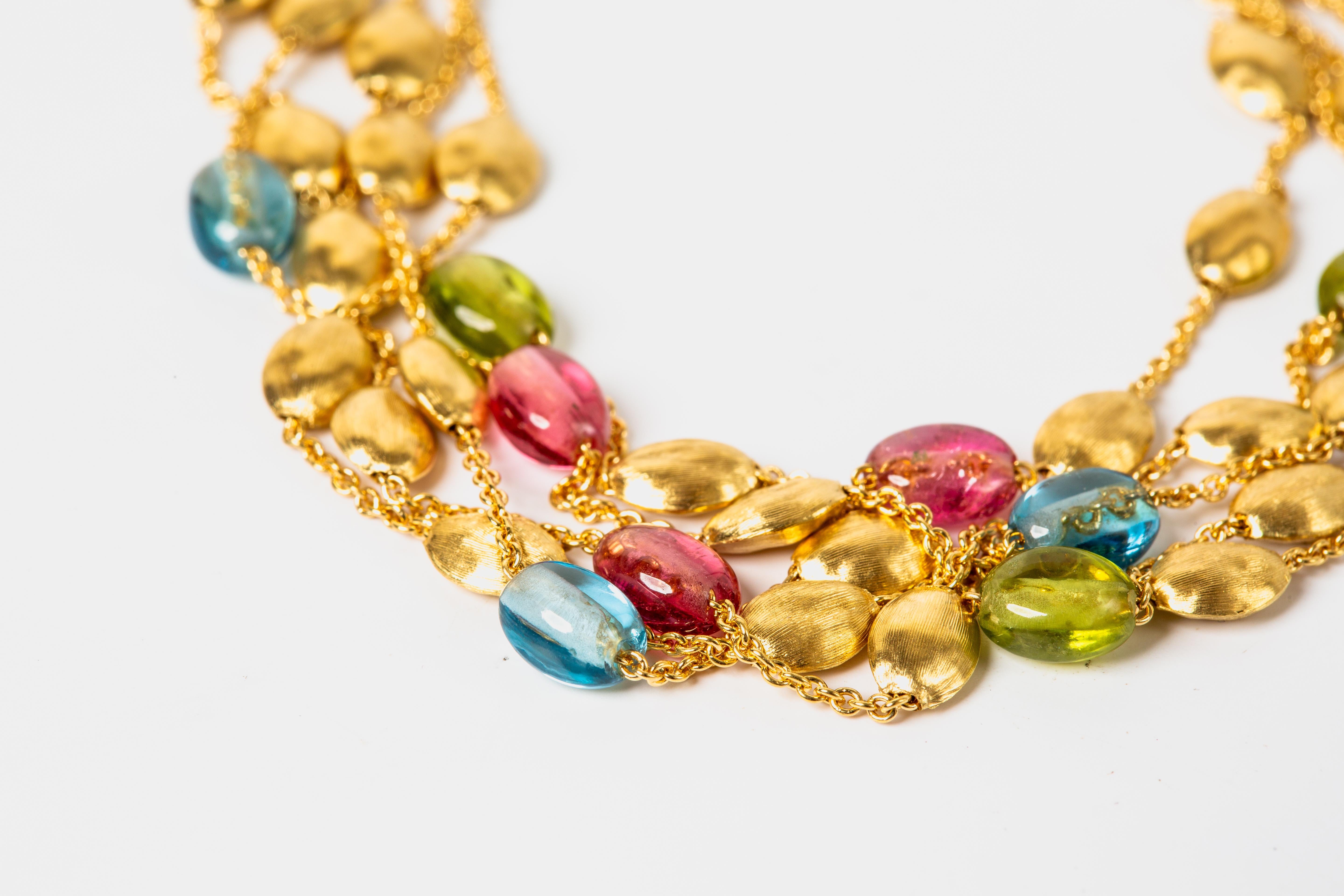 Marco Bicego 18k Brushed Yellow Gold Gemstone Bracelet In Good Condition For Sale In Bernardsville, NJ