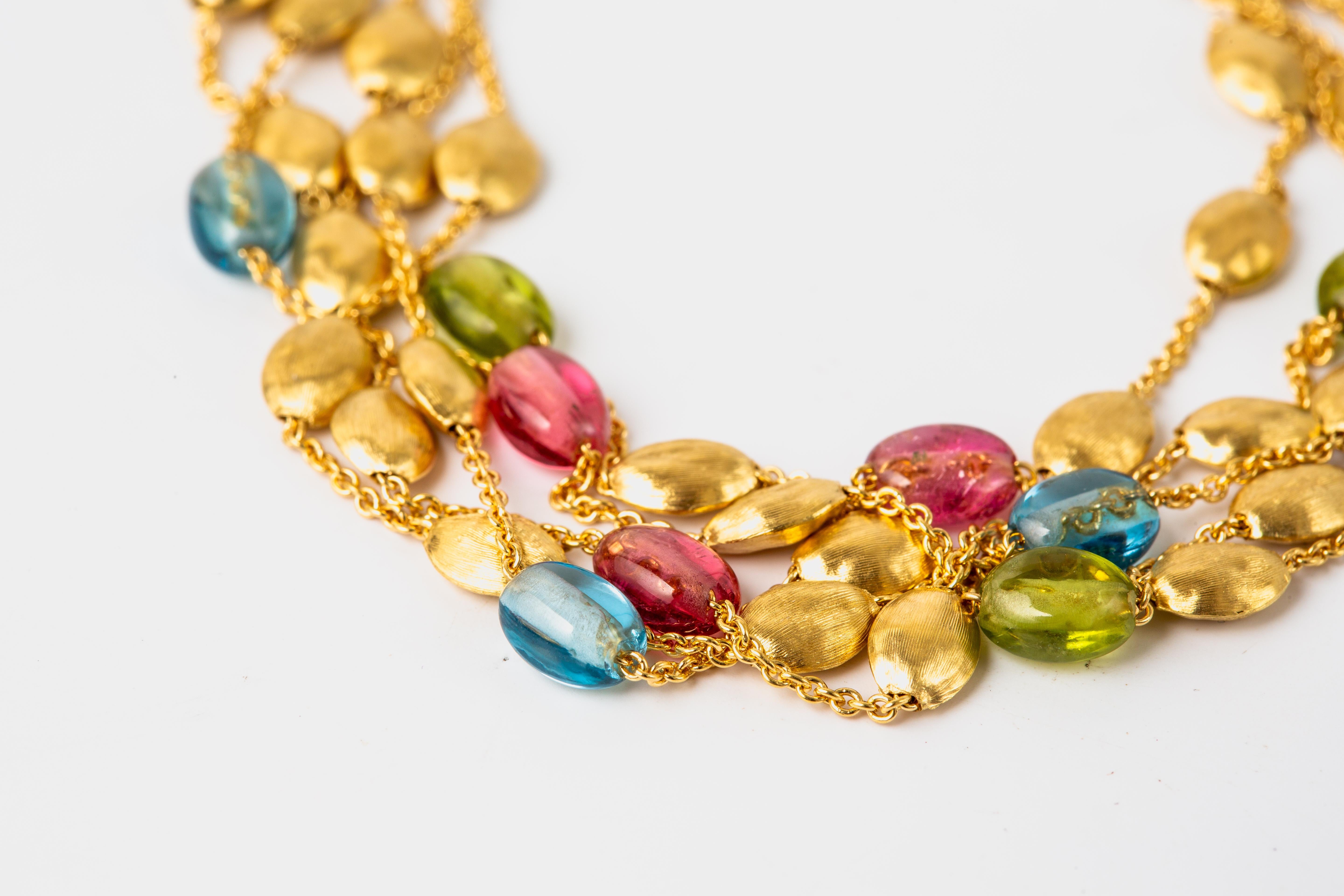 Women's or Men's Marco Bicego 18k Brushed Yellow Gold Gemstone Bracelet For Sale