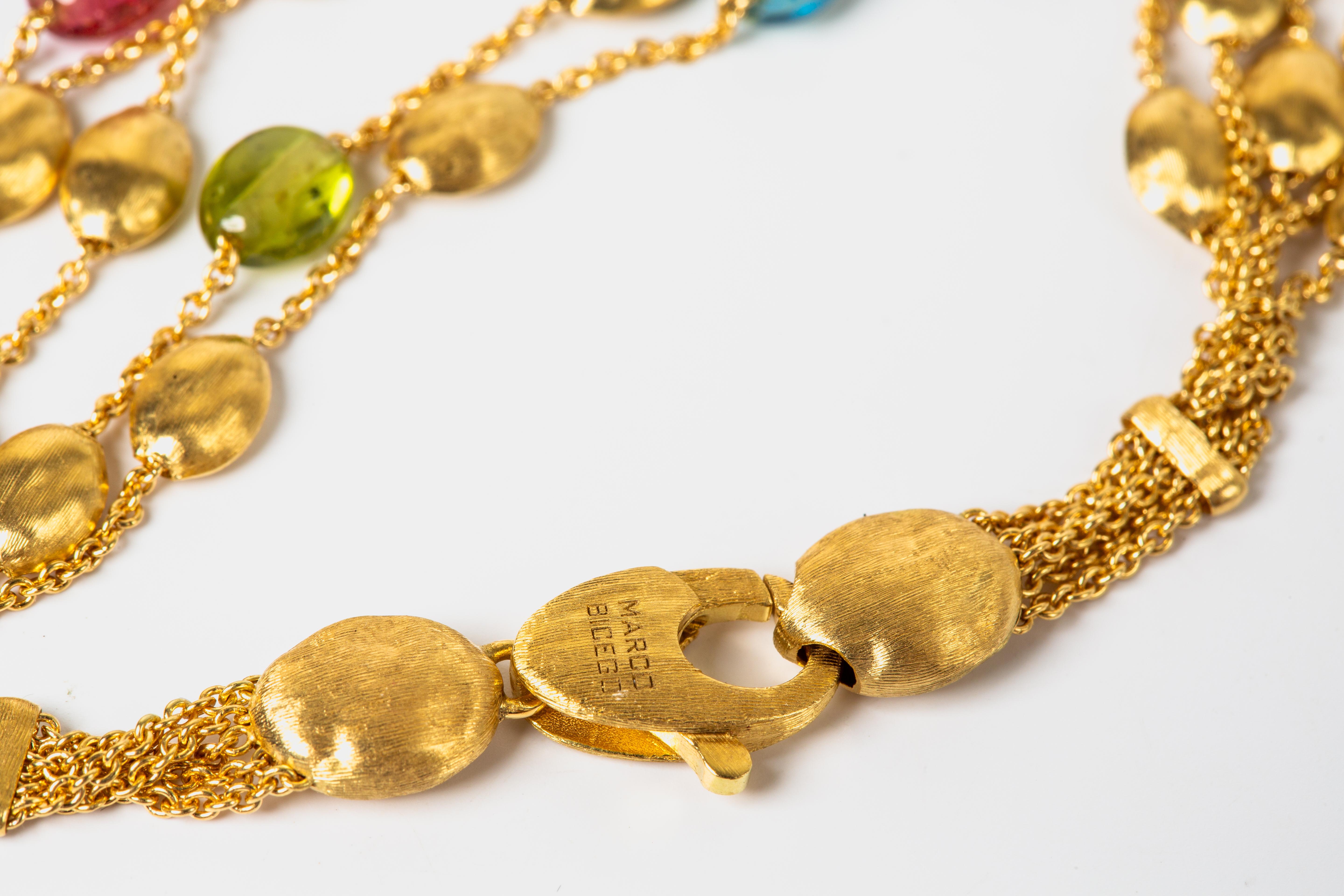 Marco Bicego 18k Brushed Yellow Gold Gemstone Bracelet For Sale 2