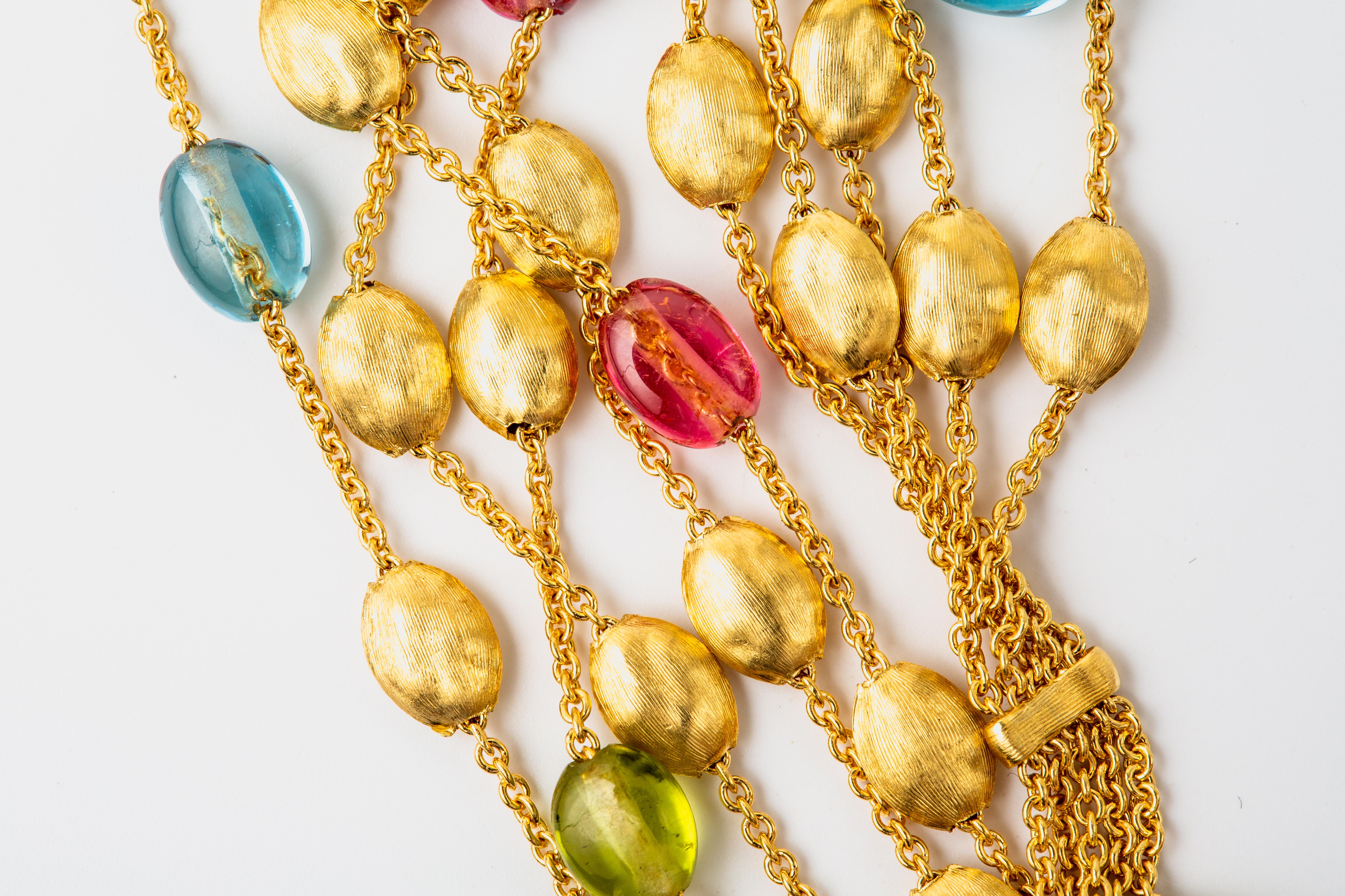 Marco Bicego 18k Brushed Yellow Gold Gemstone Bracelet For Sale 4