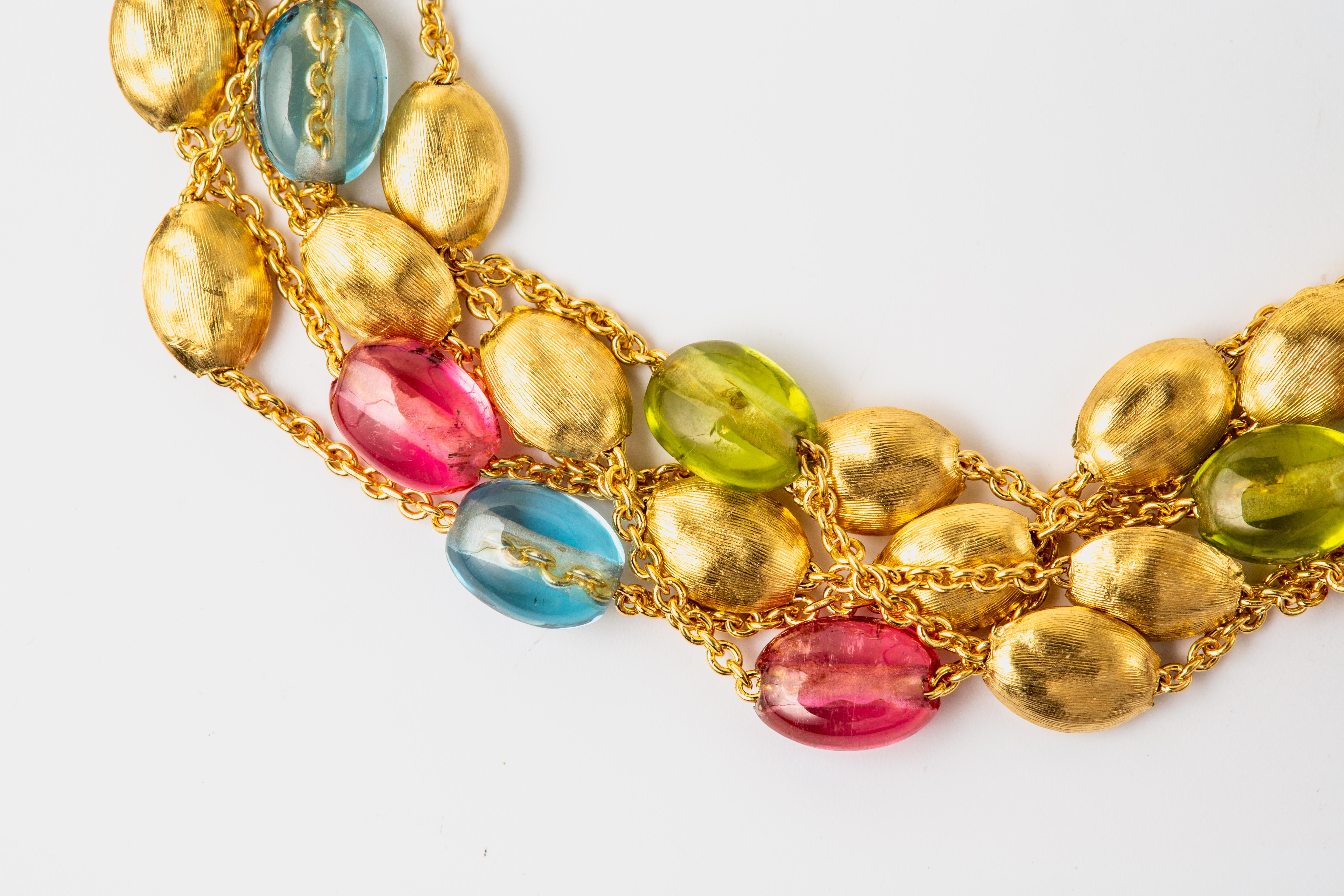 Marco Bicego 18k Brushed Yellow Gold Gemstone Bracelet For Sale 5