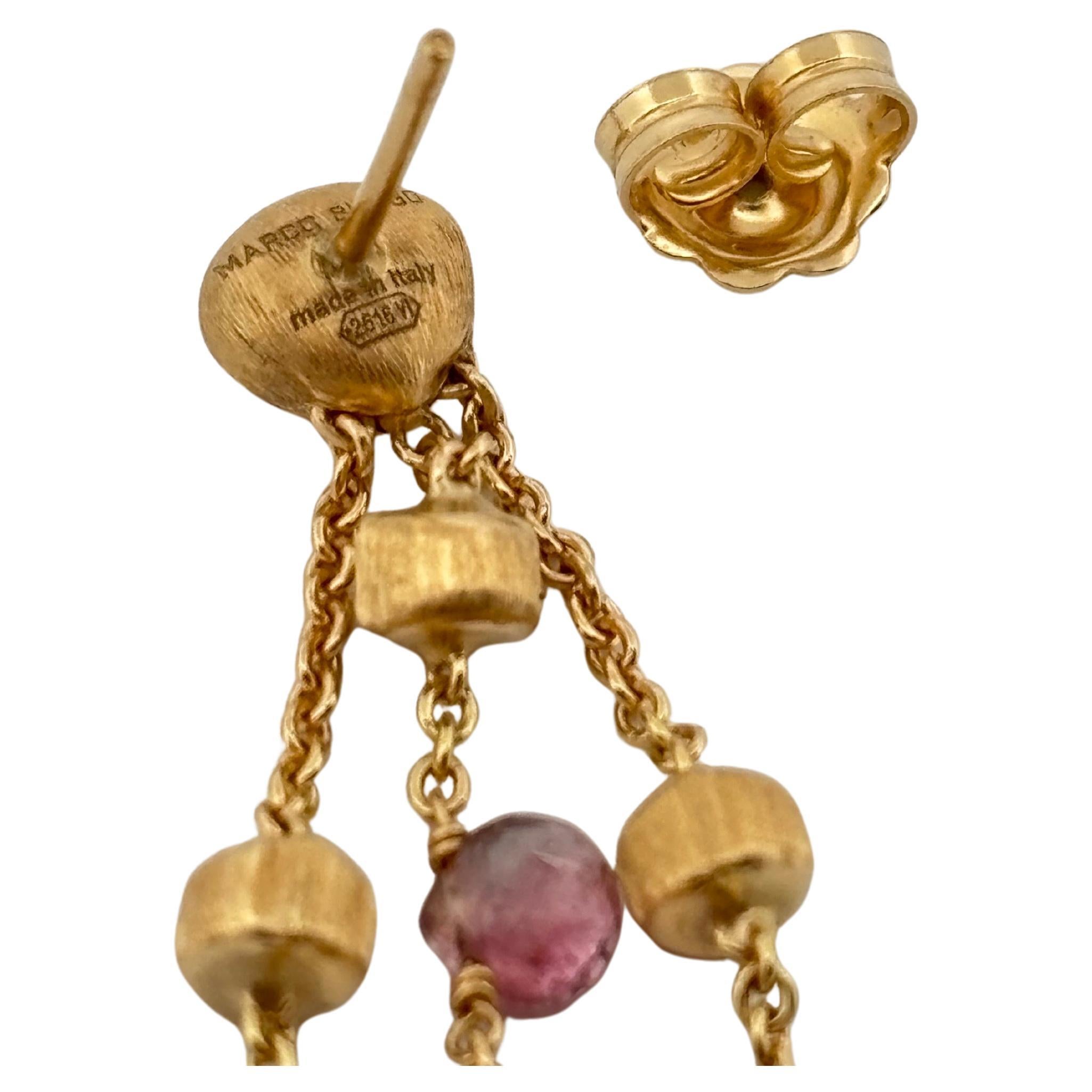 Marco Bicego - Pendants d'oreilles Paradis en or jaune brossé 18K et multi-pierres en vente 3
