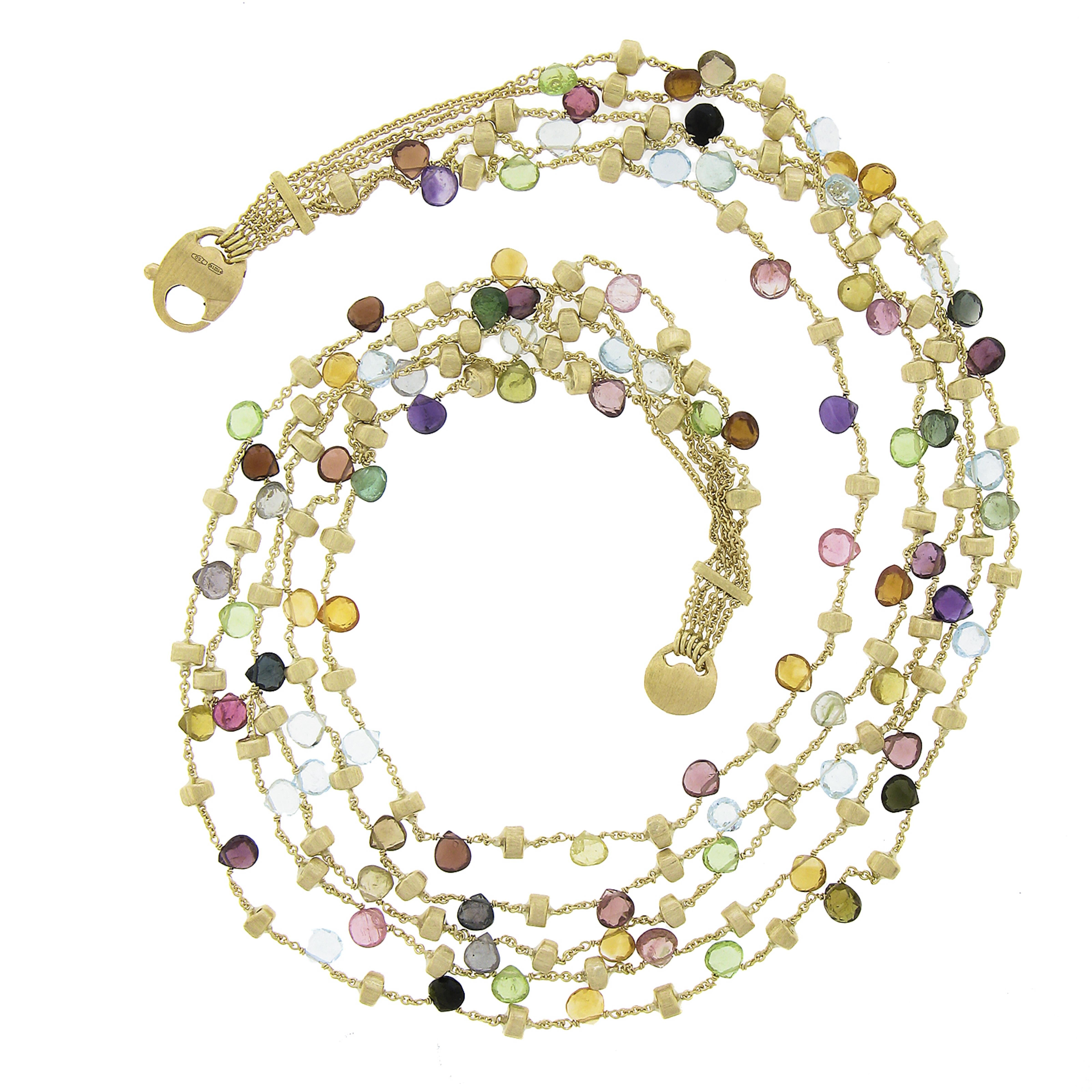 Women's Marco Bicego 18K Gold Briolette Cut Multi Color Paradise 5 Strand Necklace