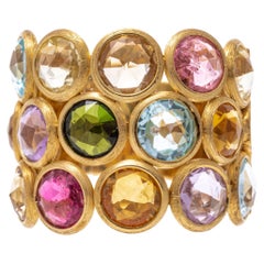 Marco Bicego 18k Gold Jaipur Candy Colored Gemstone Three Row Band Ring