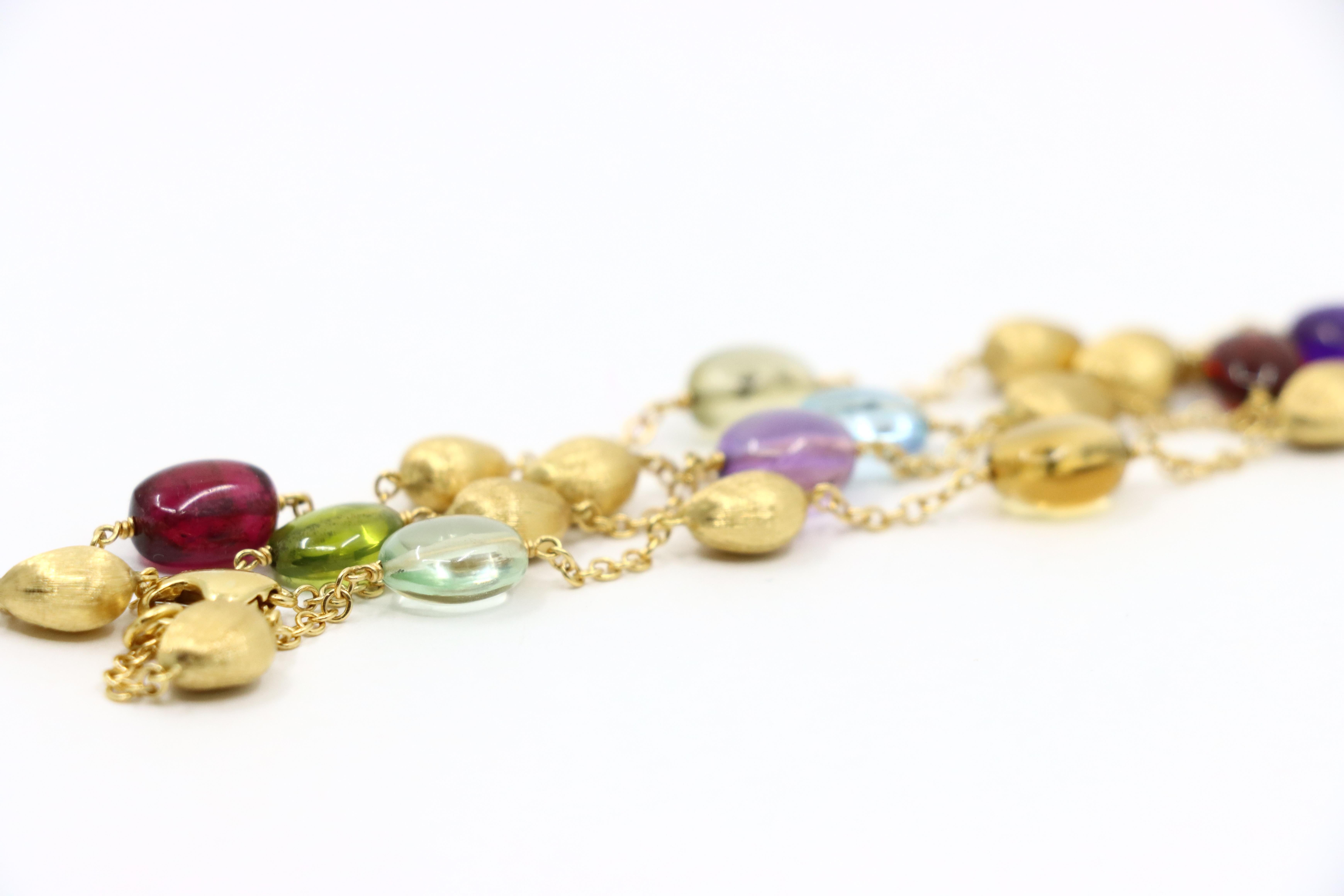 Marco Bicego 18K Gold Multi-Gem Perlen Halskette im Angebot 6