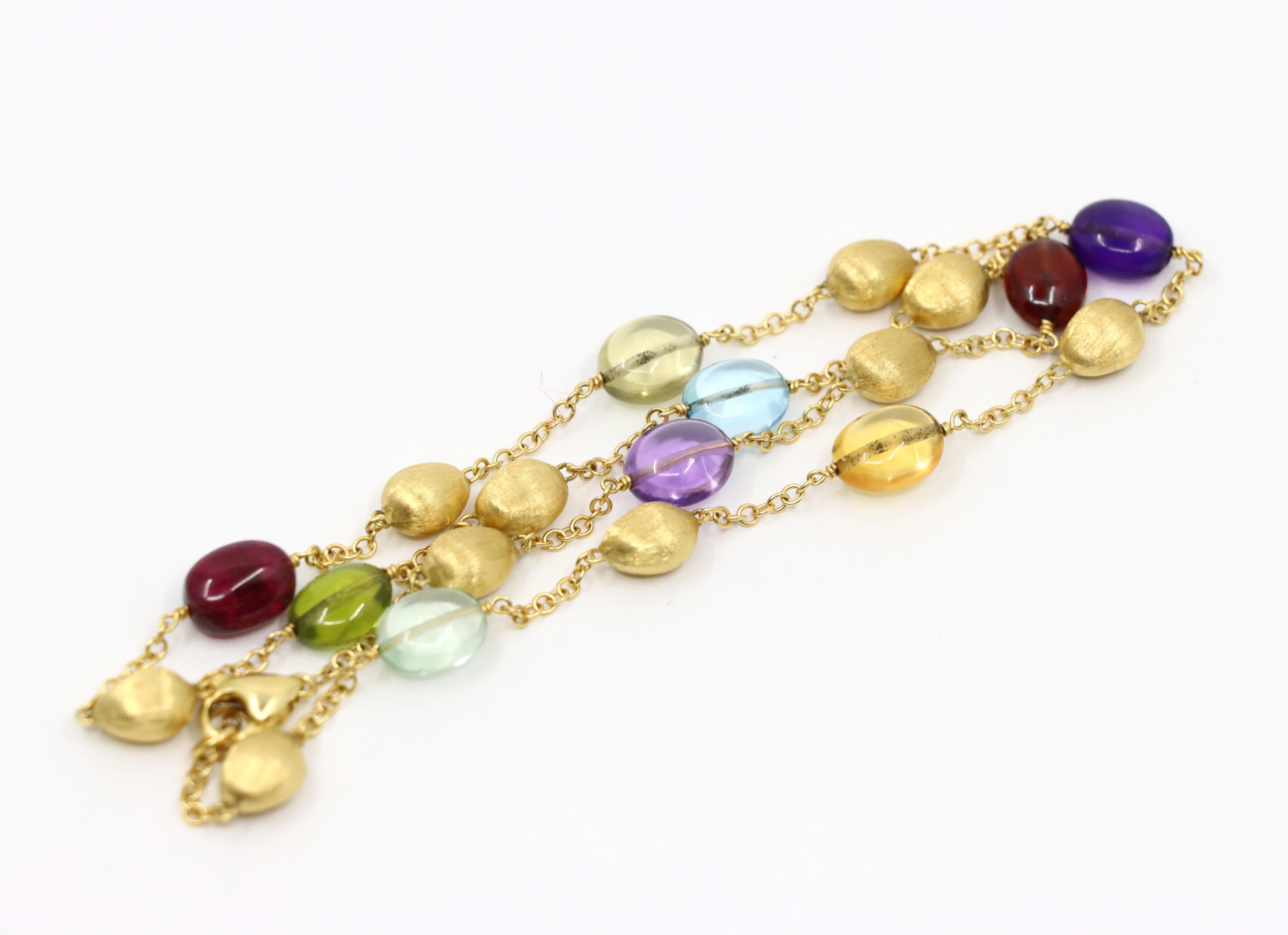 Marco Bicego 18K Gold Multi-Gem Perlen Halskette im Angebot 7