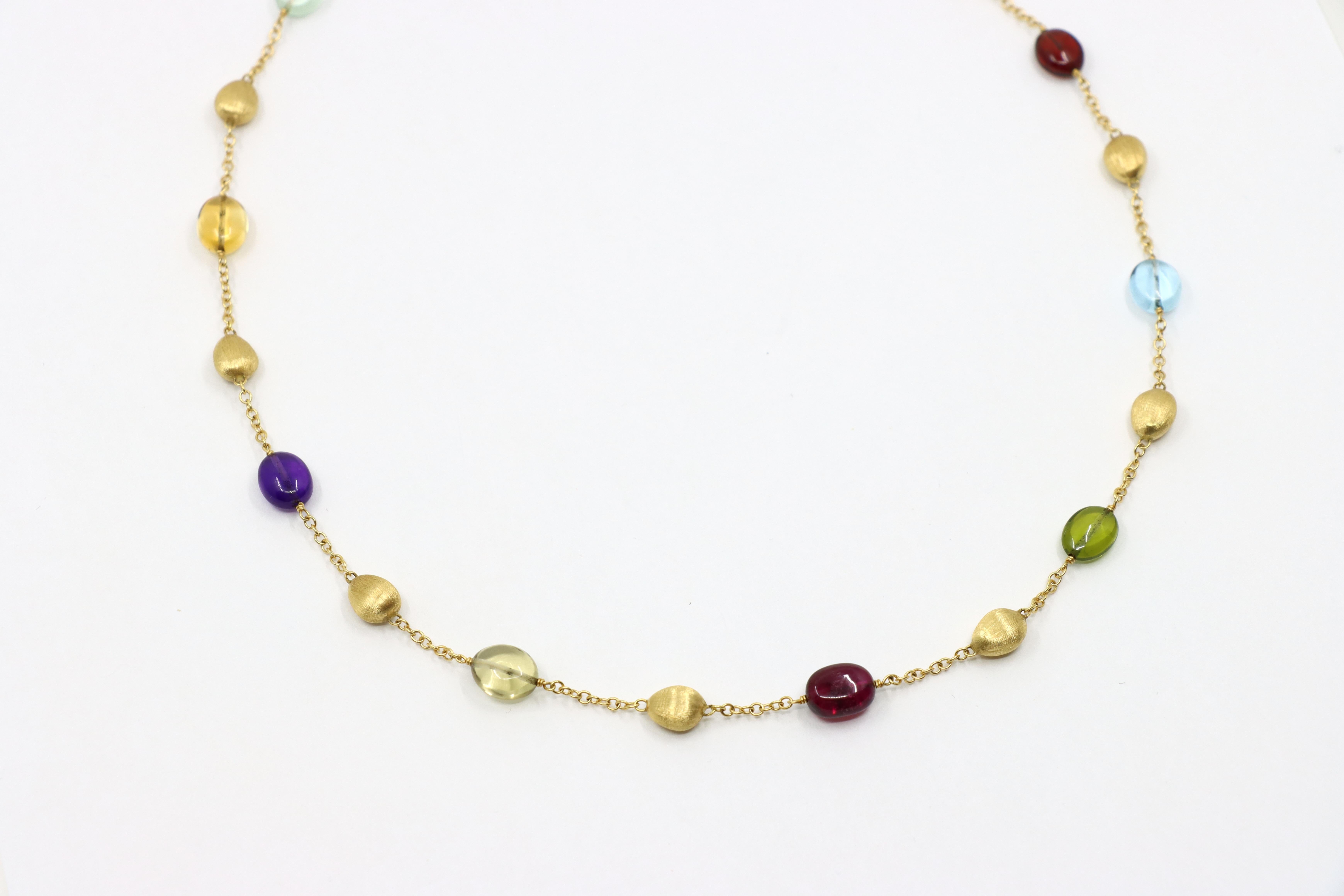 Marco Bicego 18K Gold Multi-Gem Perlen Halskette für Damen oder Herren im Angebot