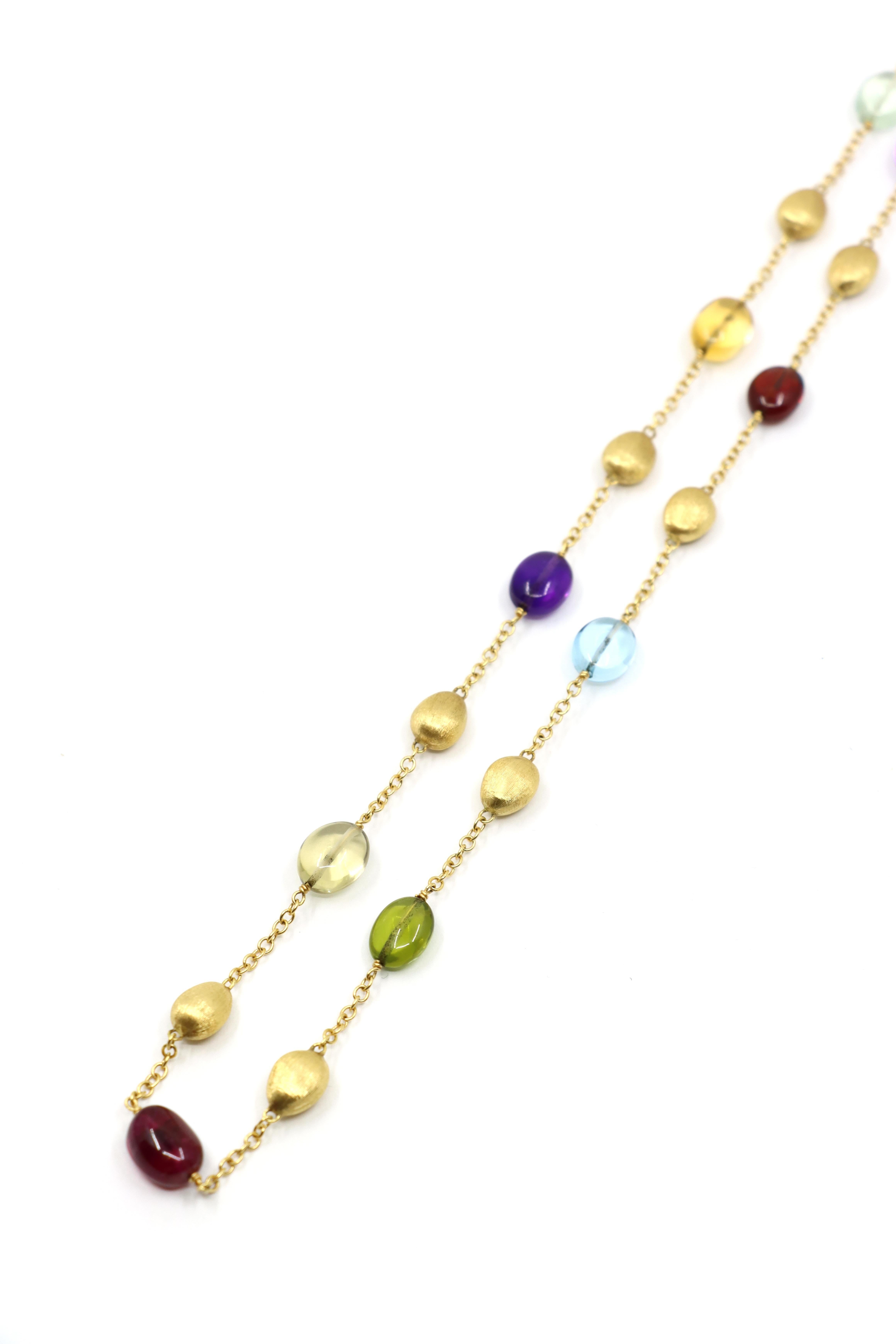 Marco Bicego 18K Gold Multi-Gem Perlen Halskette im Angebot 1