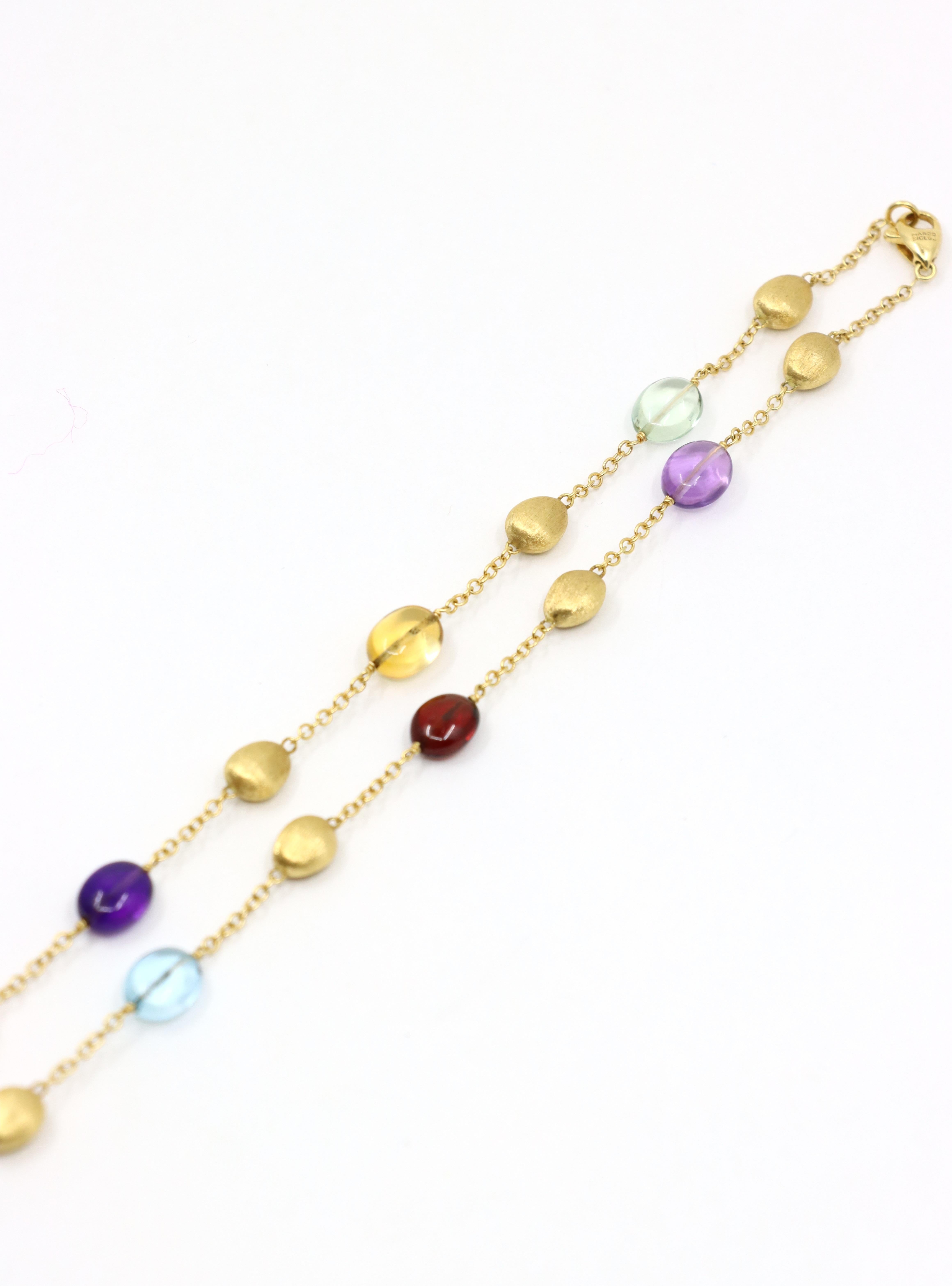 Marco Bicego 18K Gold Multi-Gem Perlen Halskette im Angebot 2