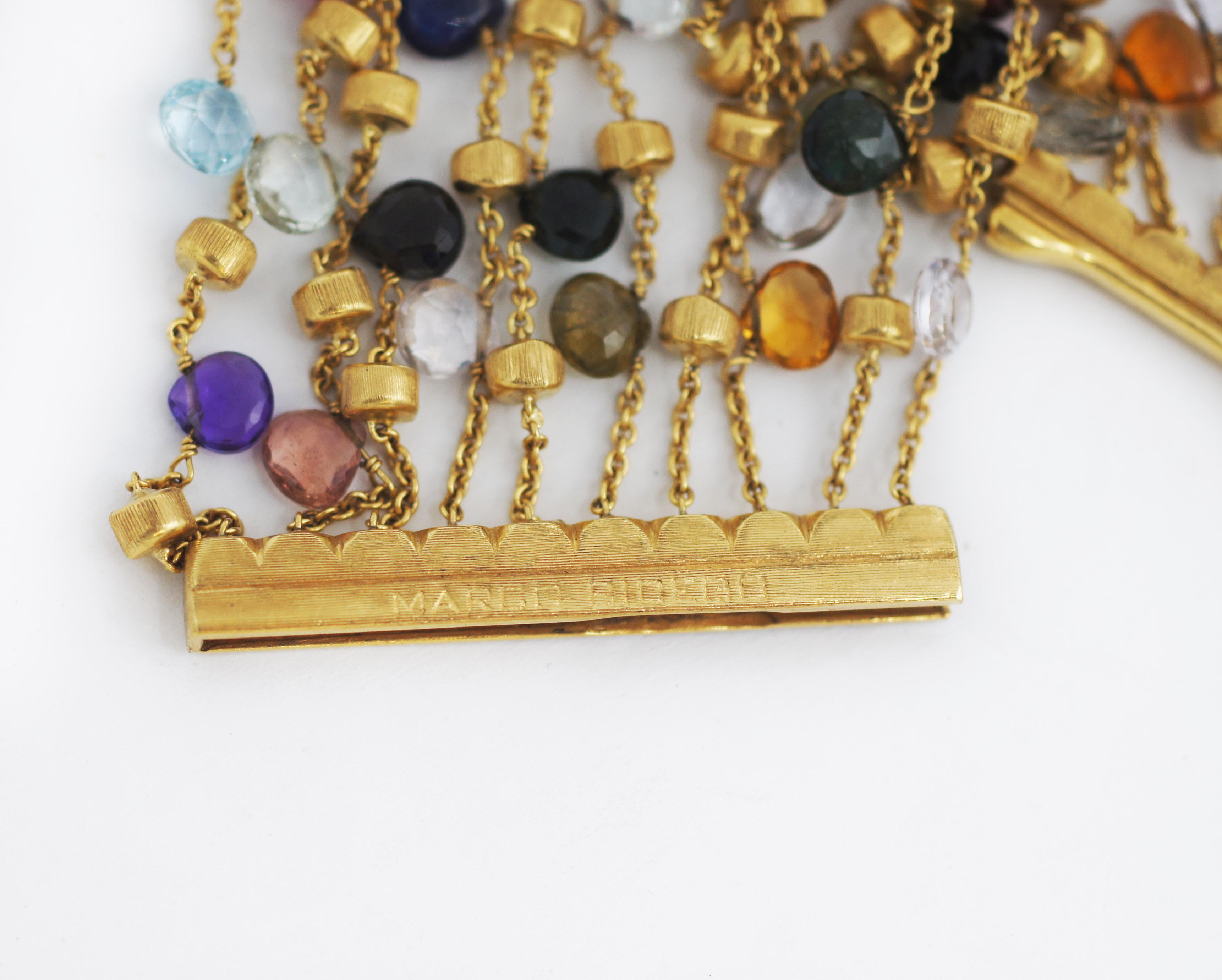 Perle Marco Bicego Bracelet 10 rangs Paradise en or 18 carats avec pierres précieuses multicolores en vente